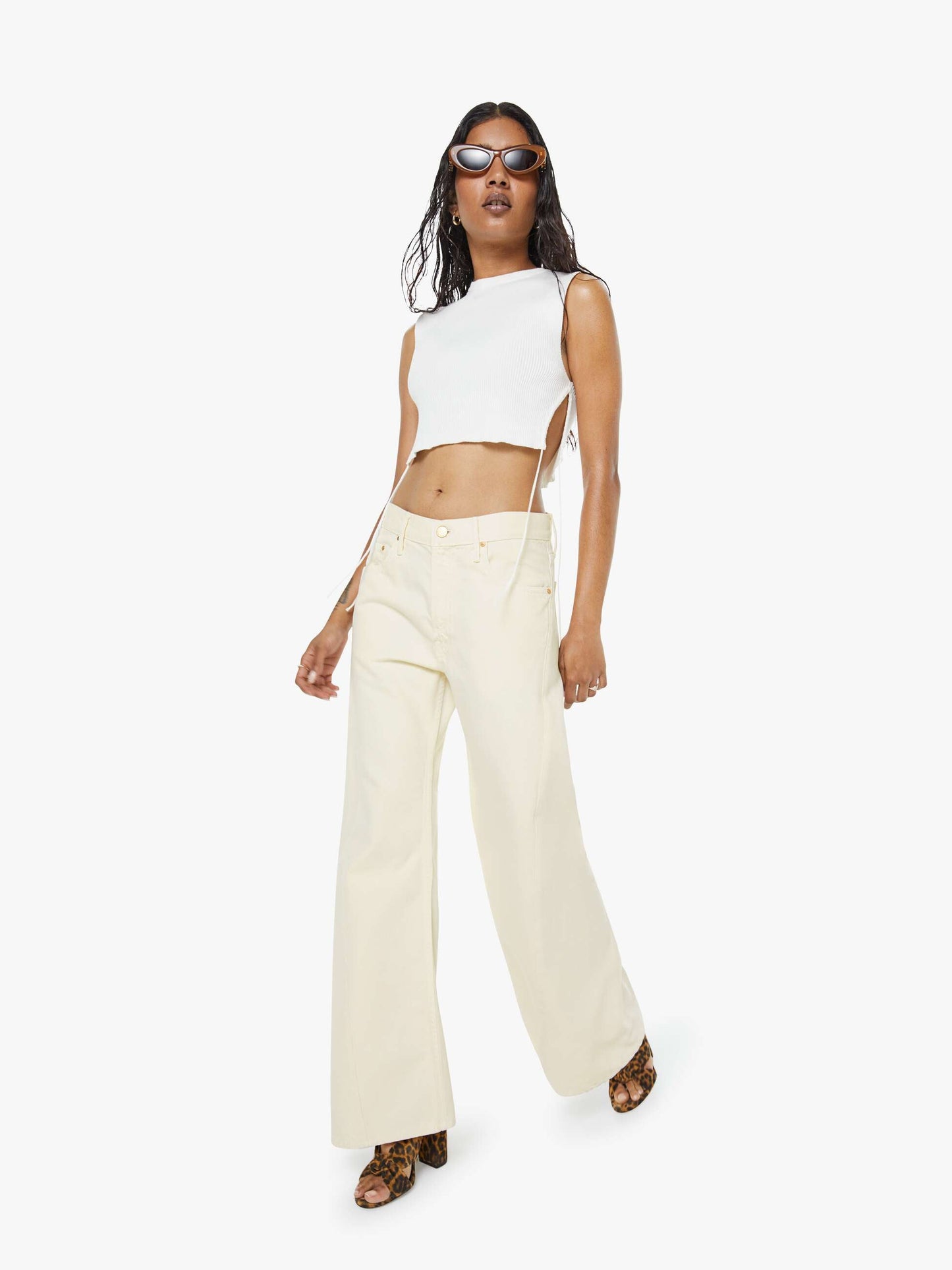 Mother Denim PETITES The Lil Lemon Twist Sneak Natural
