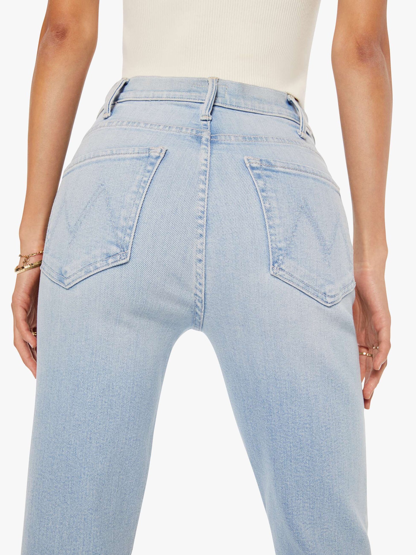 Mother Denim The Hustler Ankle Fray Blue (Light-Pastel)