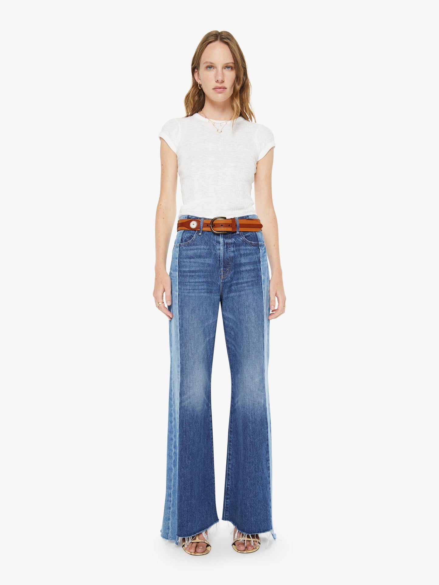 Mother Denim The 2 Tone Leather Belt Natural And Cognac