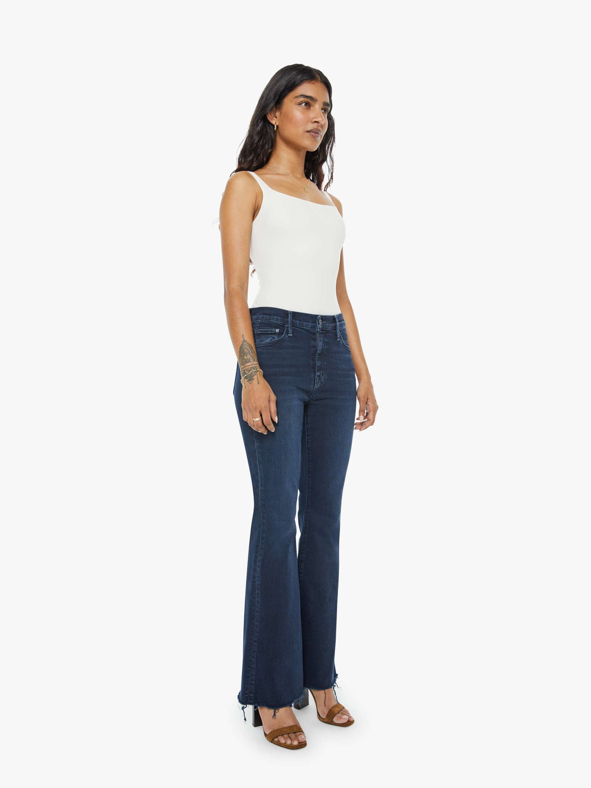Mother Denim PETITES The Lil Weekender Fray Blue (Medium)