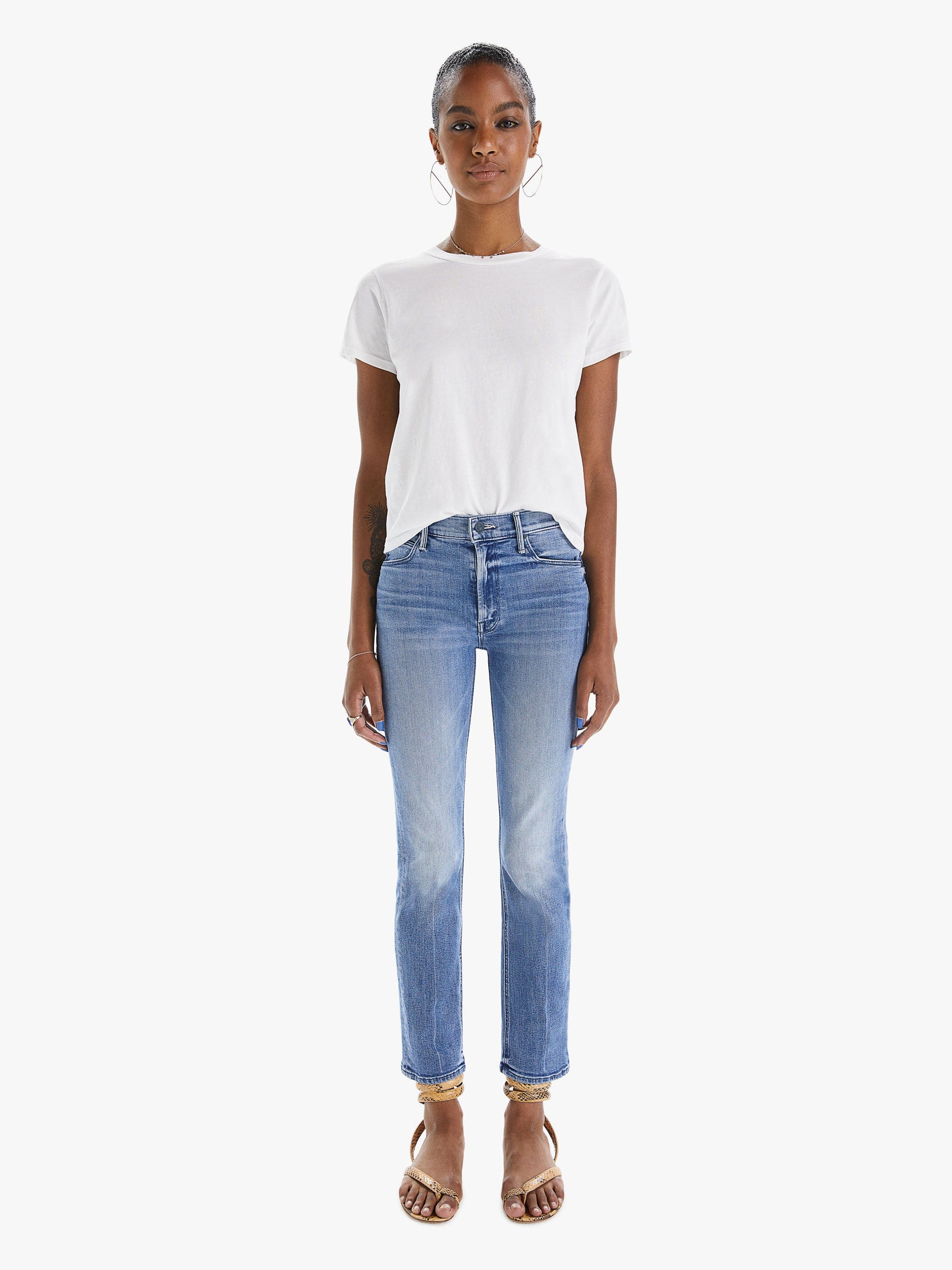 Mother Denim THE MID RISE DAZZLER ANKLE WE THE ANIMALS Medium Blue