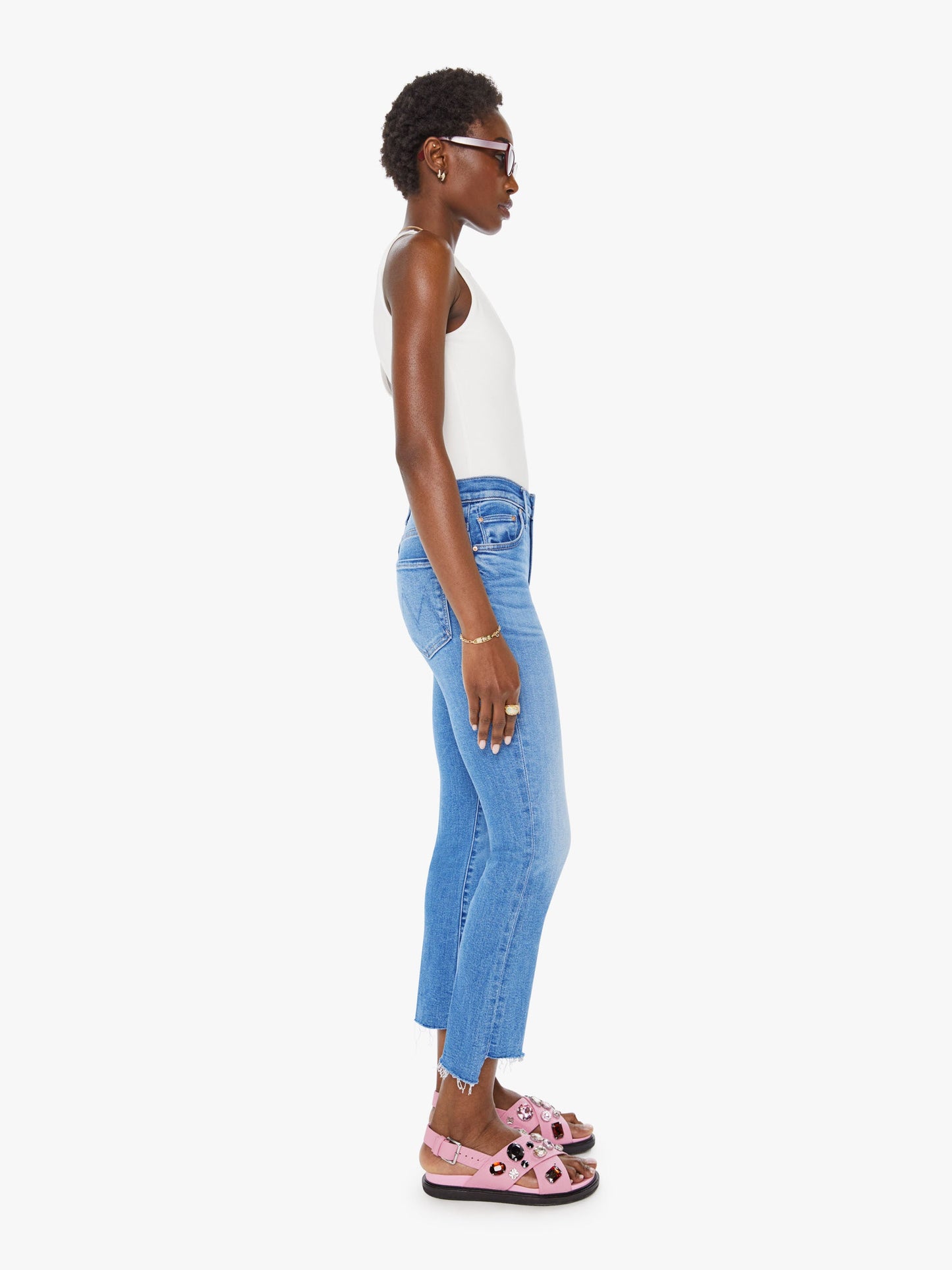 Mother Denim The Insider Crop Step Fray Blue (Medium)