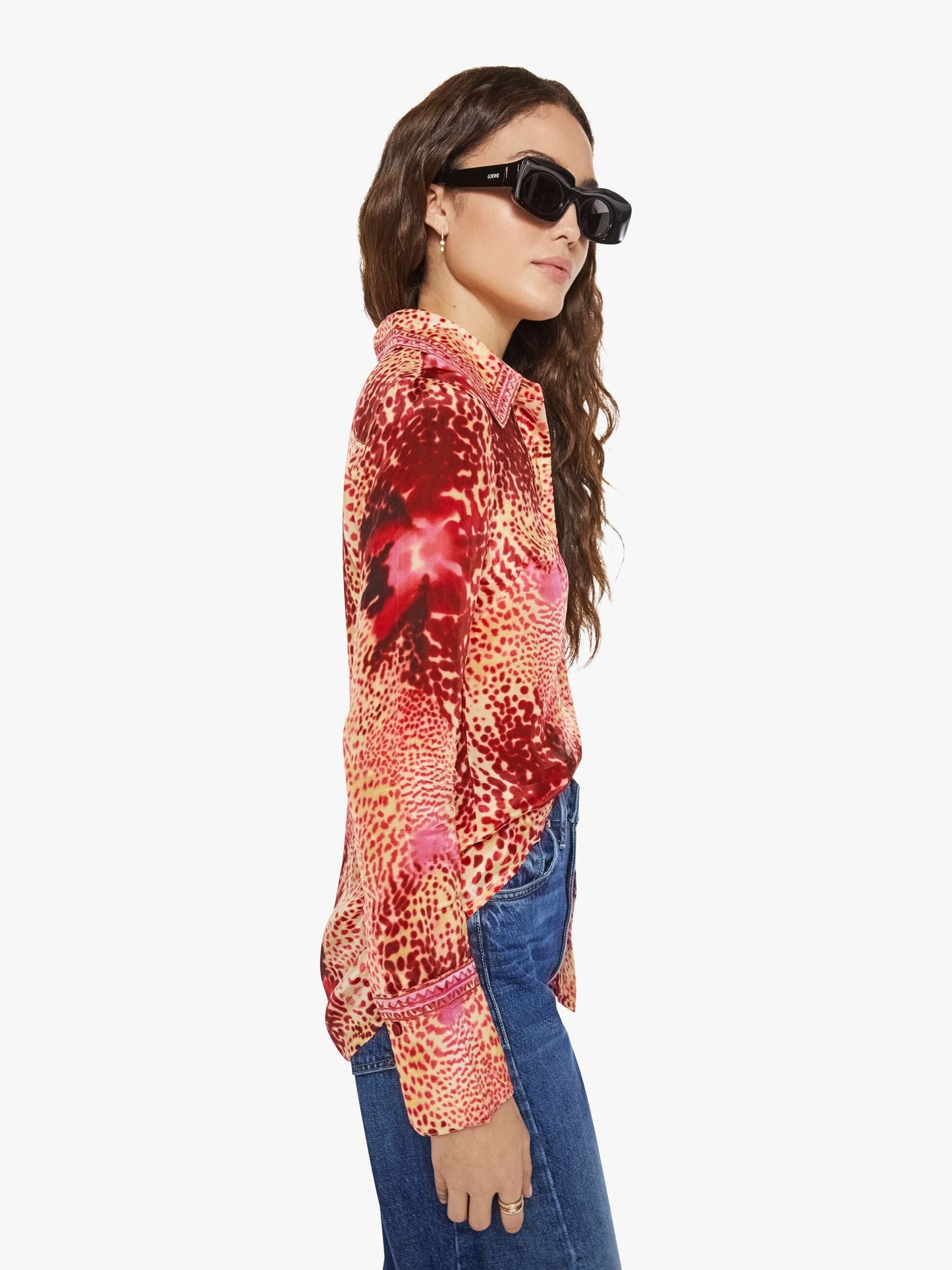 Mother Denim Maria Cher Aiden Shirt WILD PINK