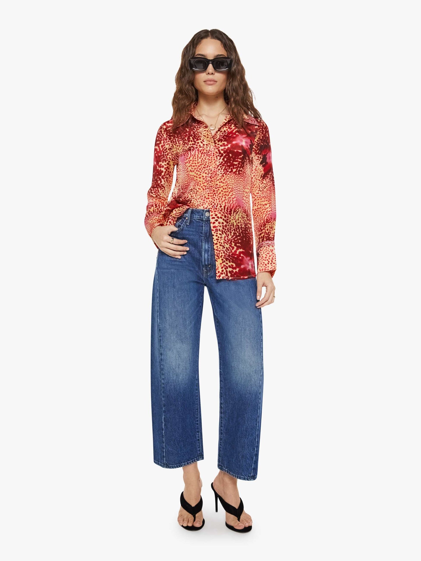 Mother Denim Maria Cher Aiden Shirt WILD PINK