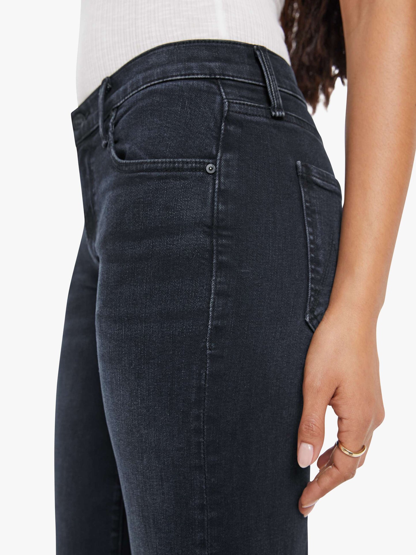 Mother Denim PETITES The Lil Mid Rise Zip Rambler Black