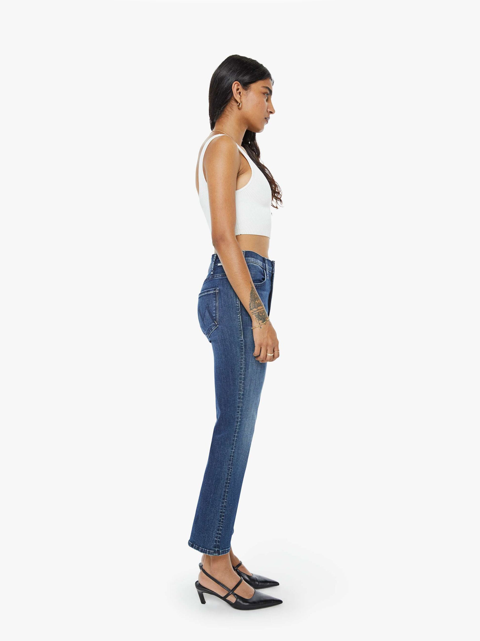 Mother Denim PETITES The Lil Hustler Ankle Blue (Dark)