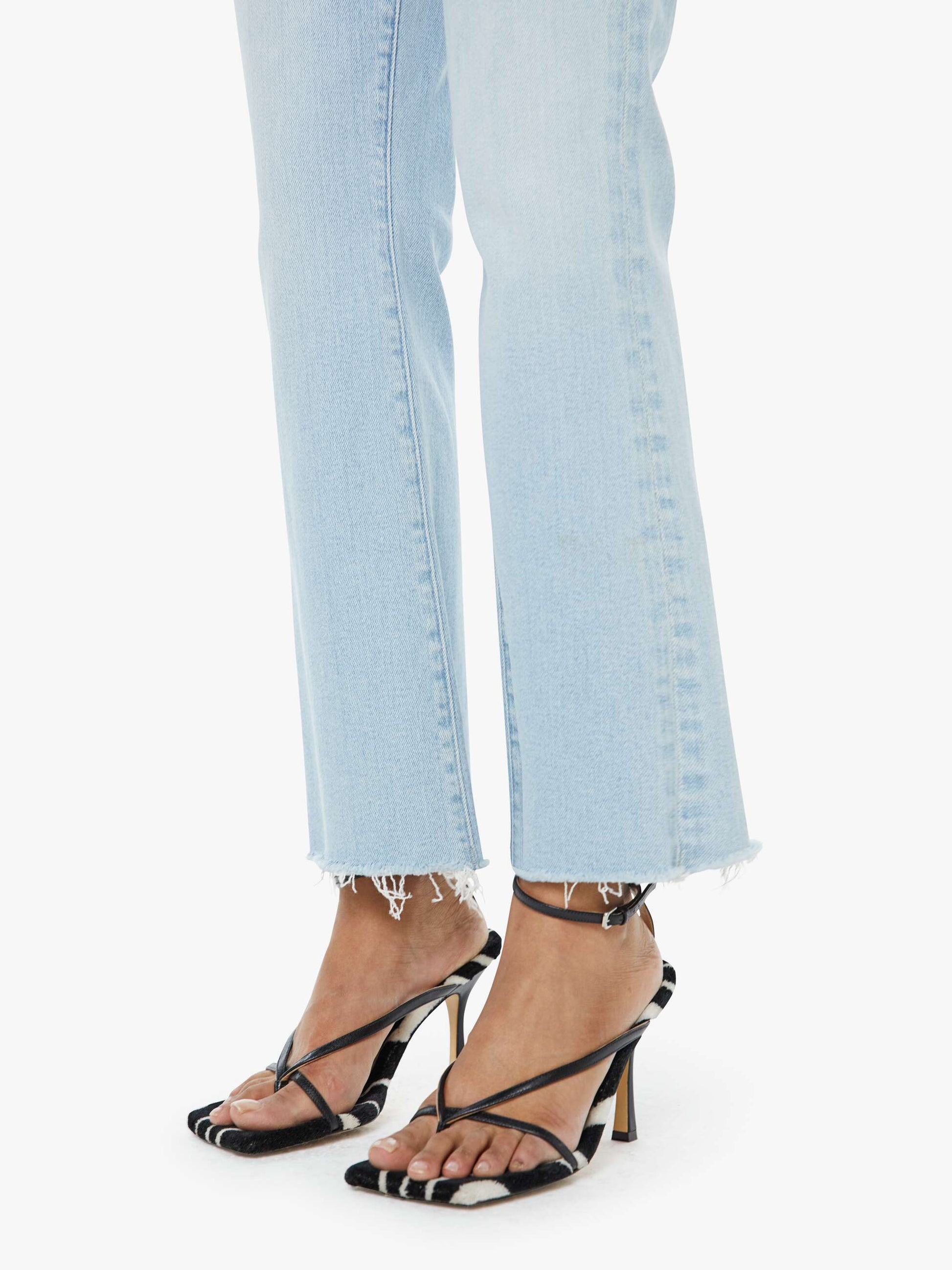 Mother Denim PETITES The Lil Hustler Ankle Fray Blue (Light-Pastel)