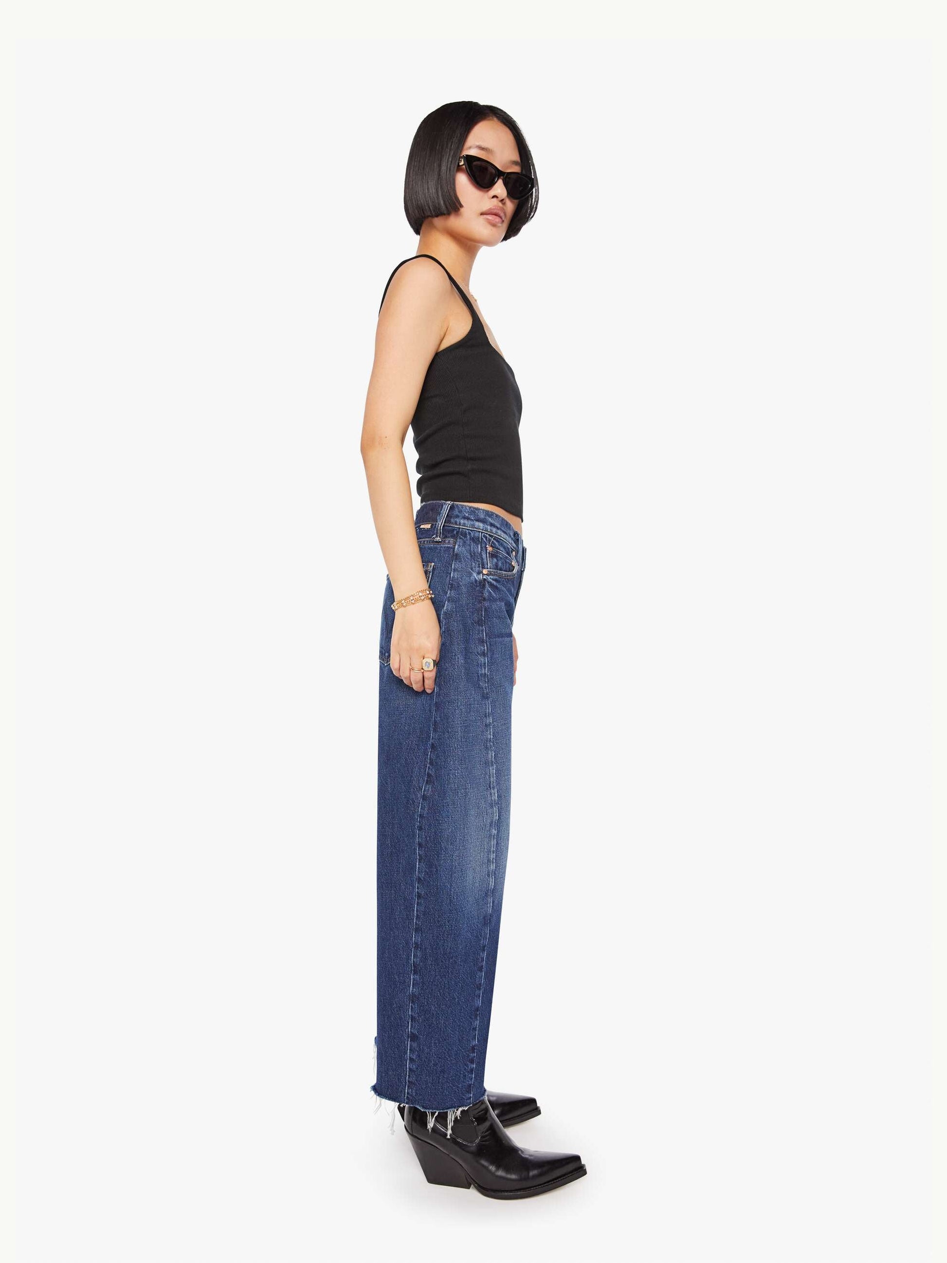Mother Denim PETITES The Lil Mid Rise Full Pipe Flood Fray Unplugged