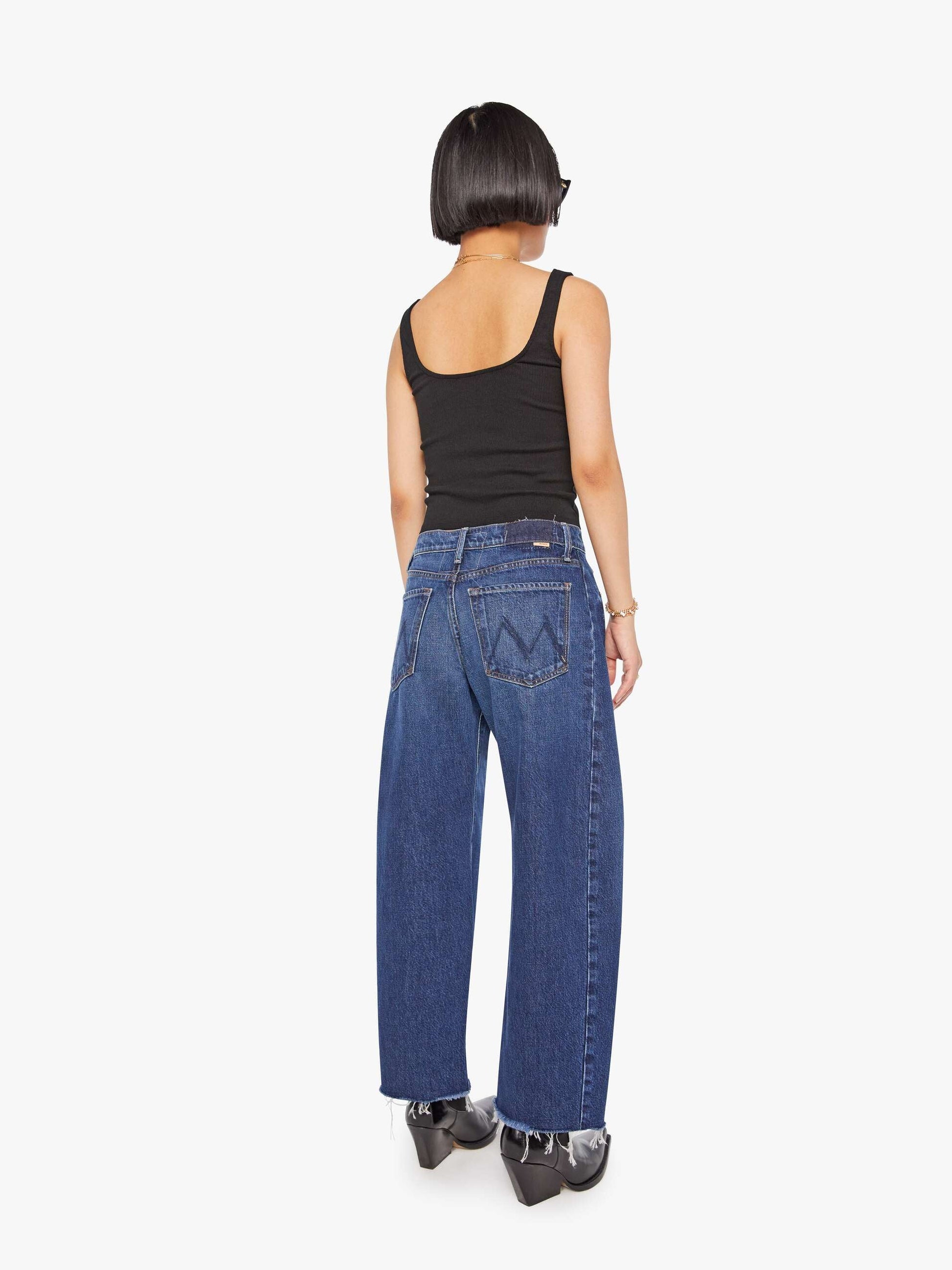 Mother Denim PETITES The Lil Mid Rise Full Pipe Flood Fray Unplugged