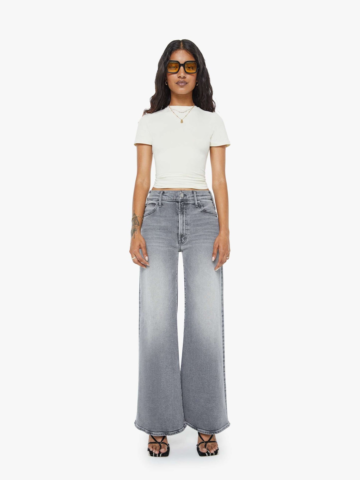 Mother Denim PETITES The Lil Hustler Roller Skimp Grey (Open)