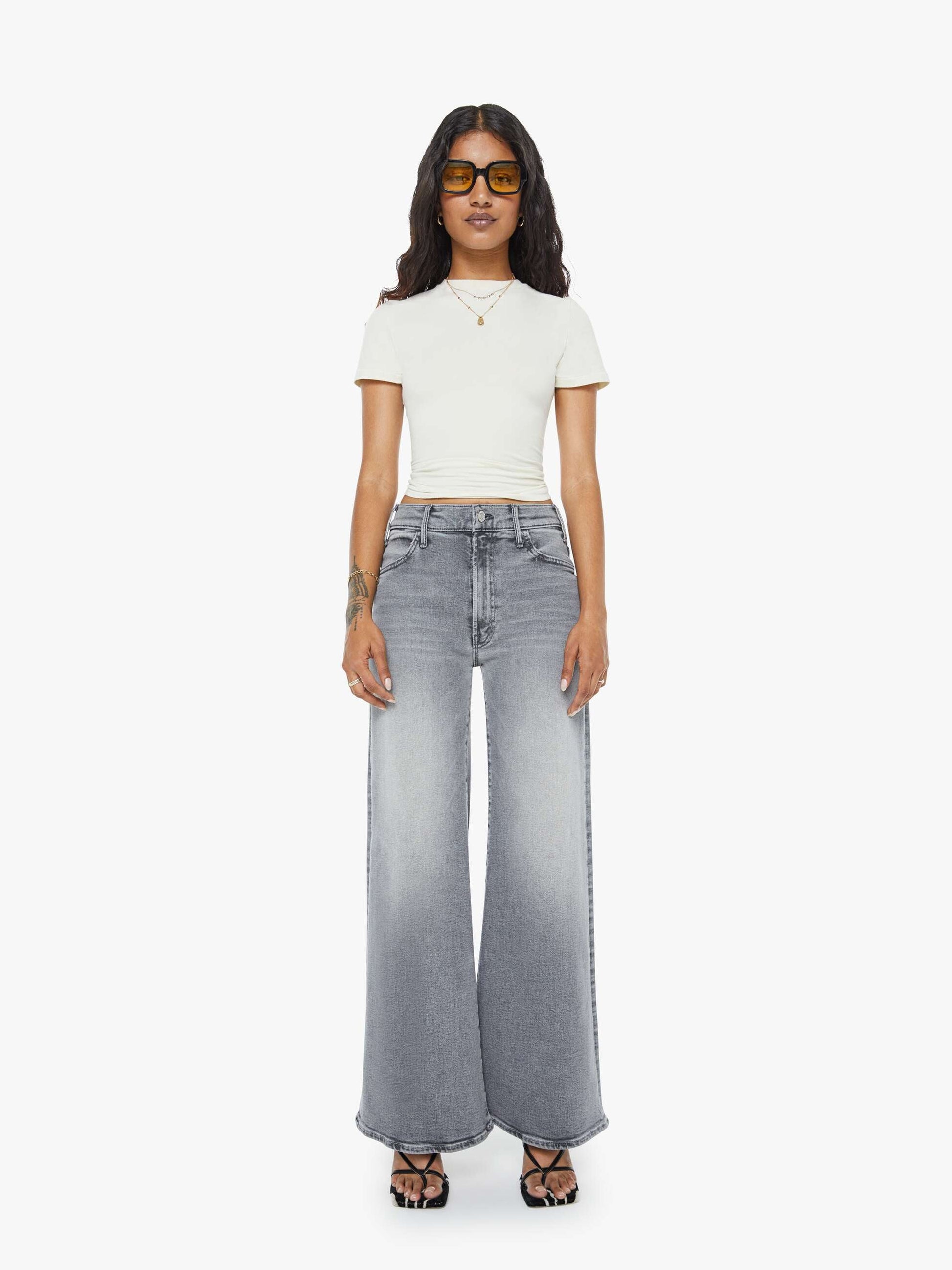 Mother Denim PETITES The Lil Hustler Roller Skimp Grey (Open)