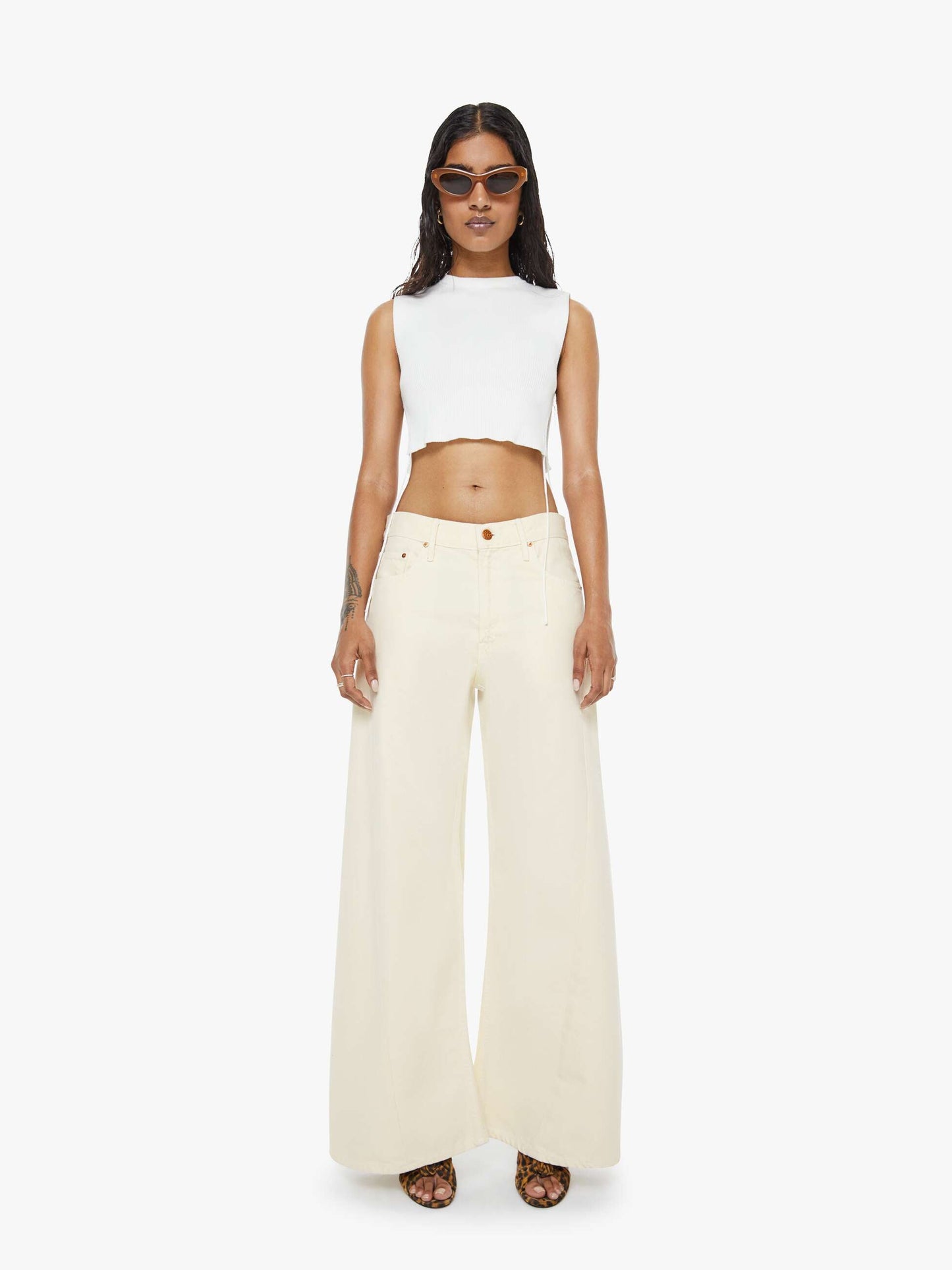 Mother Denim PETITES The Lil Lemon Twist Sneak Natural