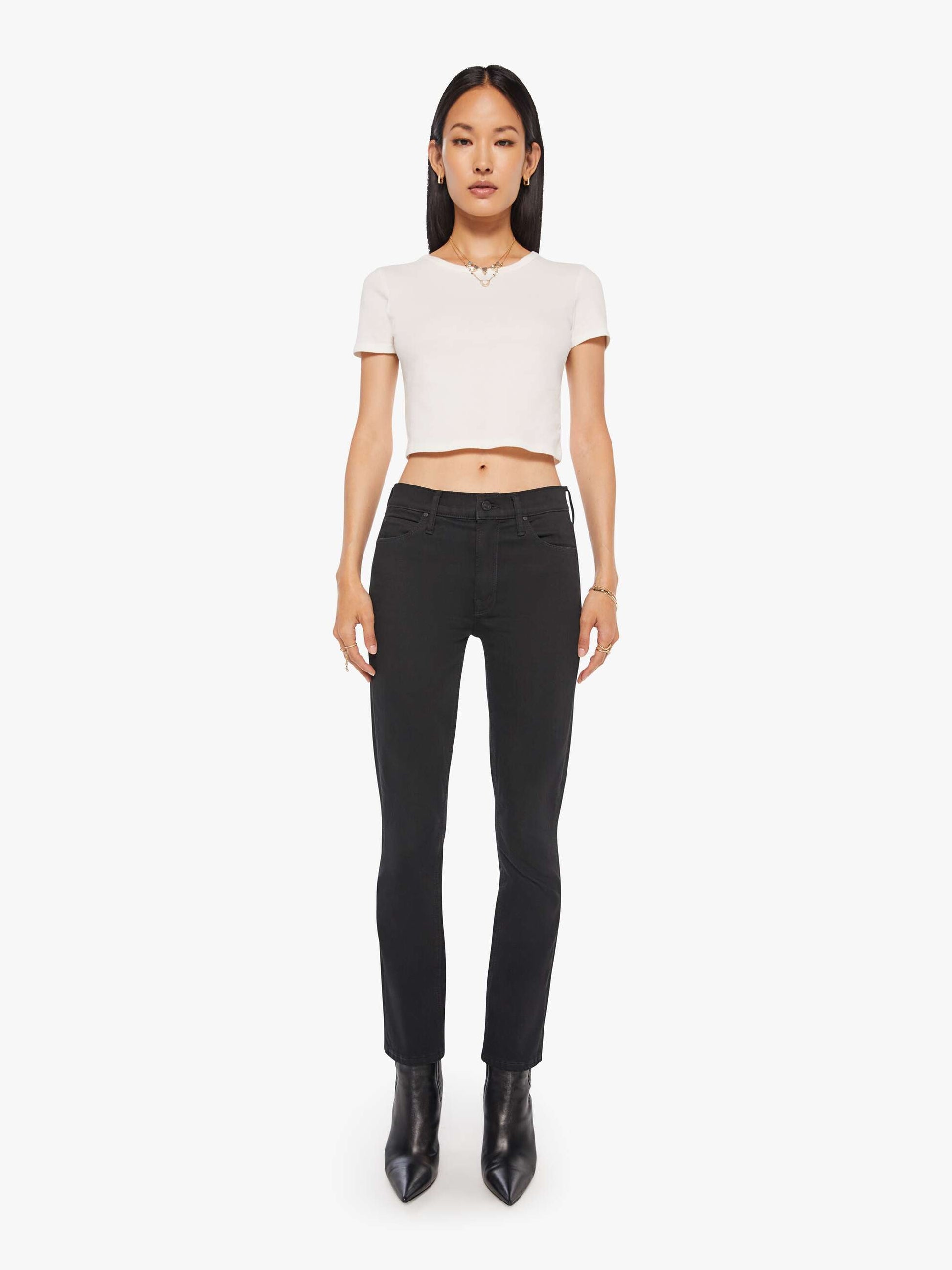 Mother Denim The Mid Rise Dazzler Ankle Black