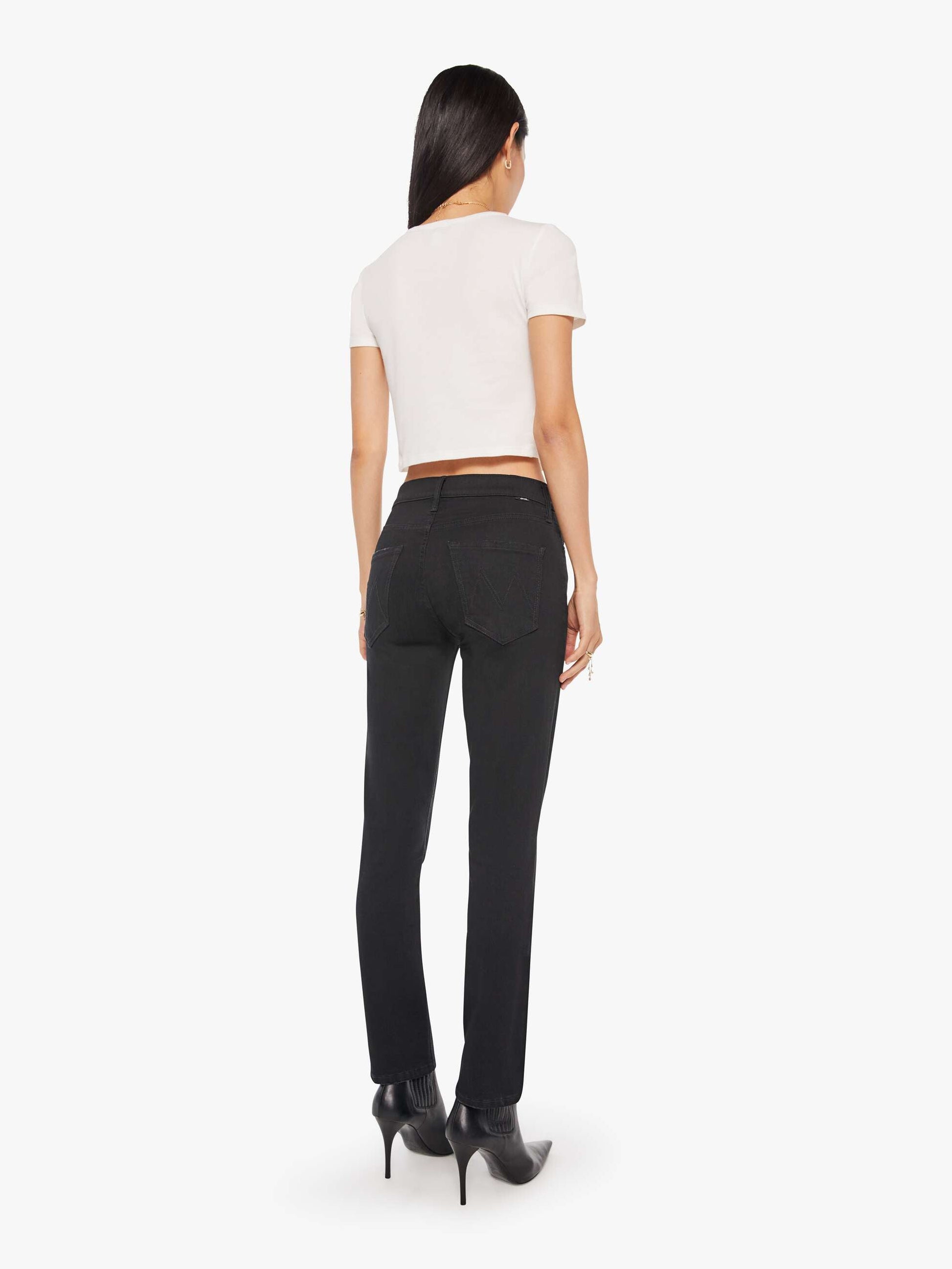 Mother Denim The Mid Rise Dazzler Ankle Black