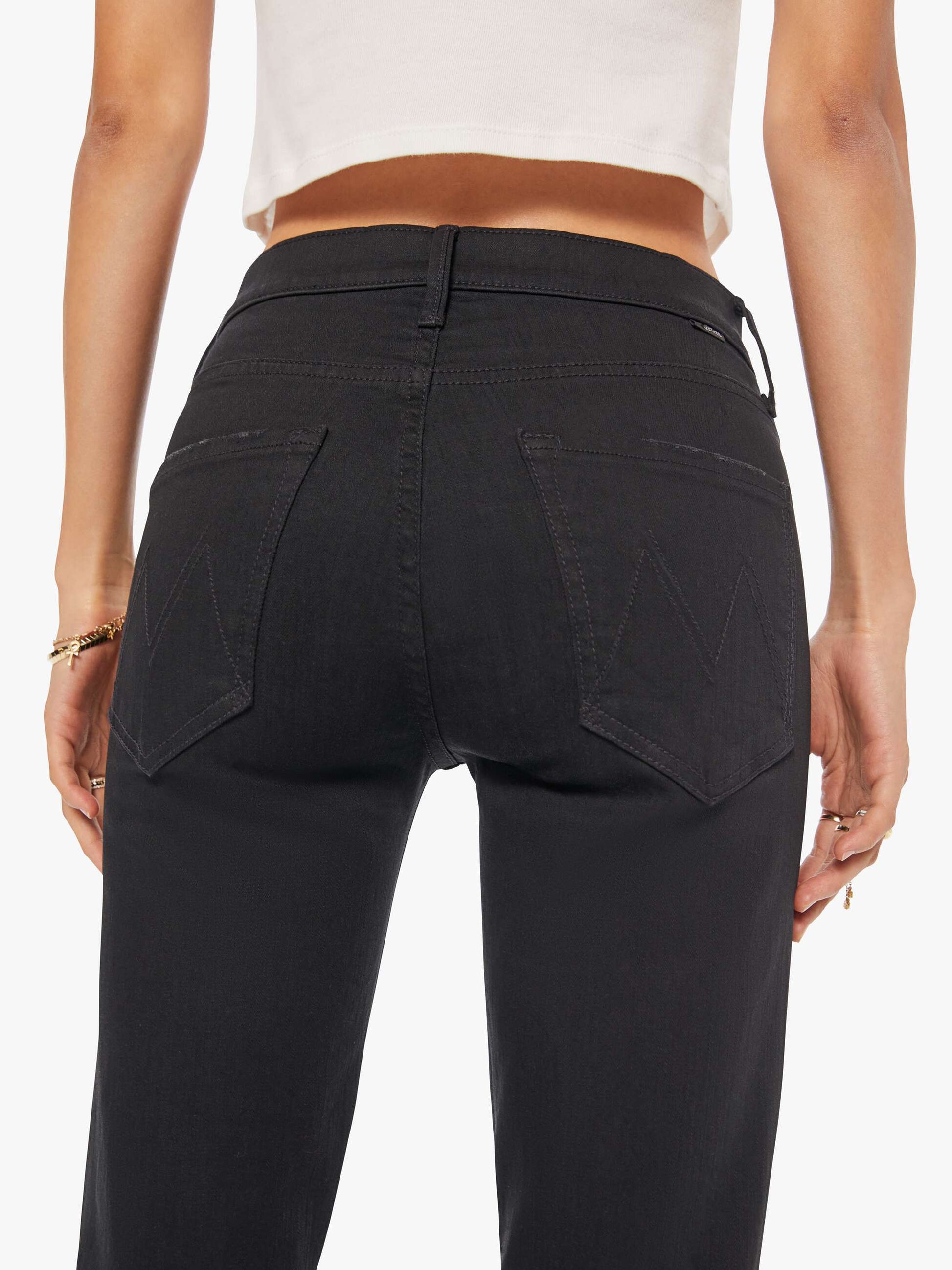 Mother Denim The Mid Rise Dazzler Ankle Black