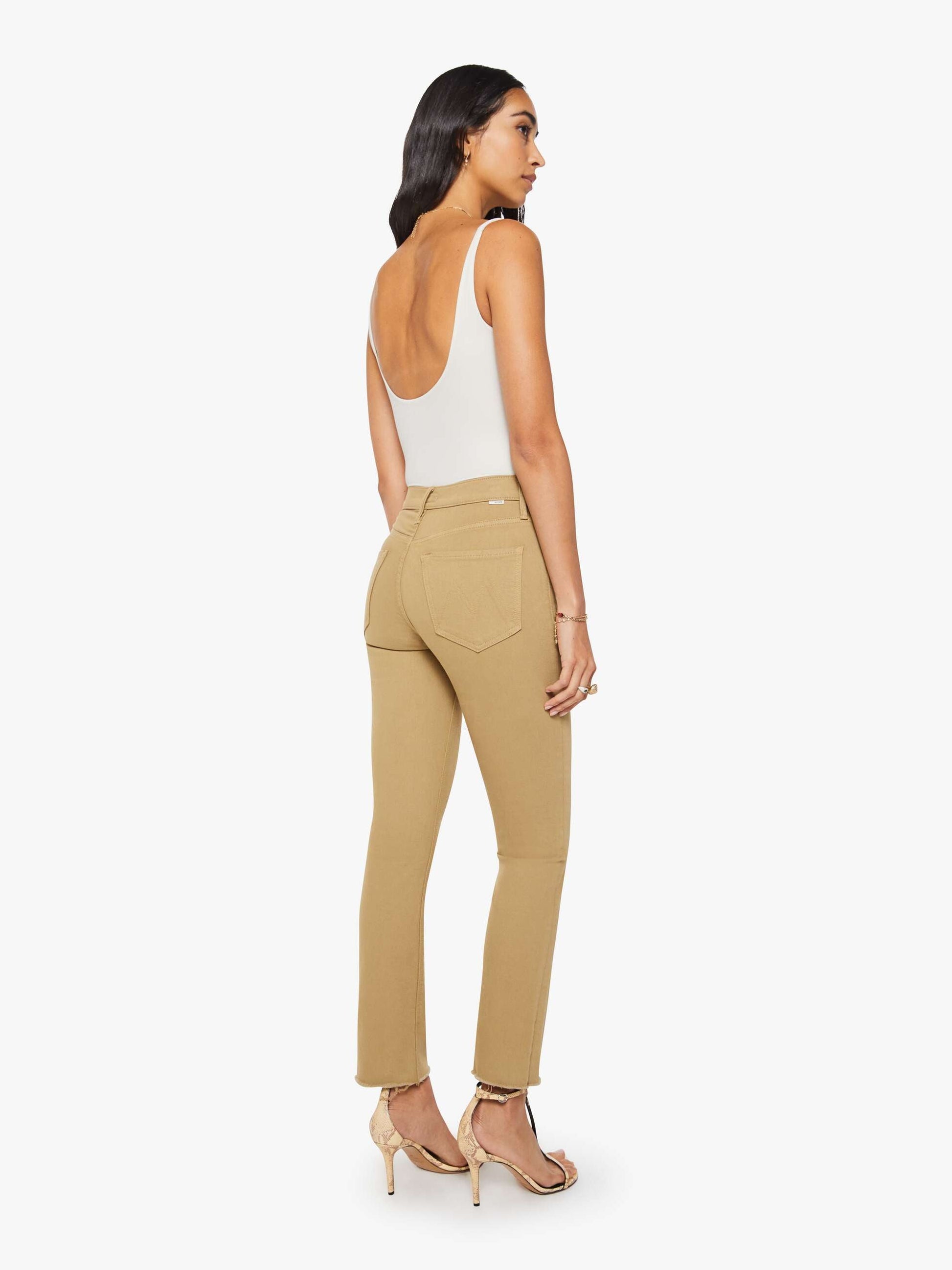 Mother Denim The Mid Rise Dazzler Ankle Fray Beige (Light)