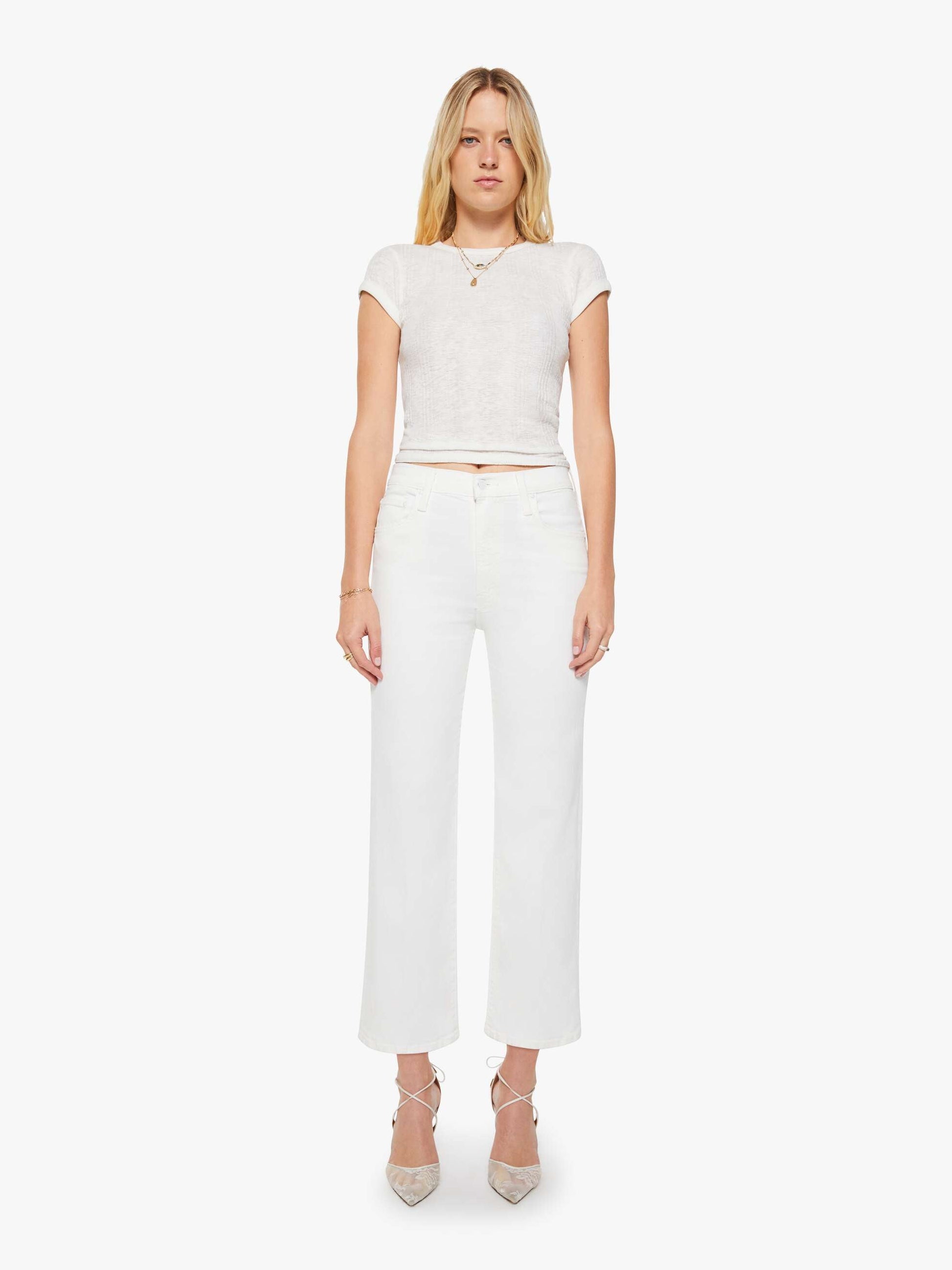 Mother Denim THE RAMBLER ZIP ANKLE FAIREST OF THEM ALL White