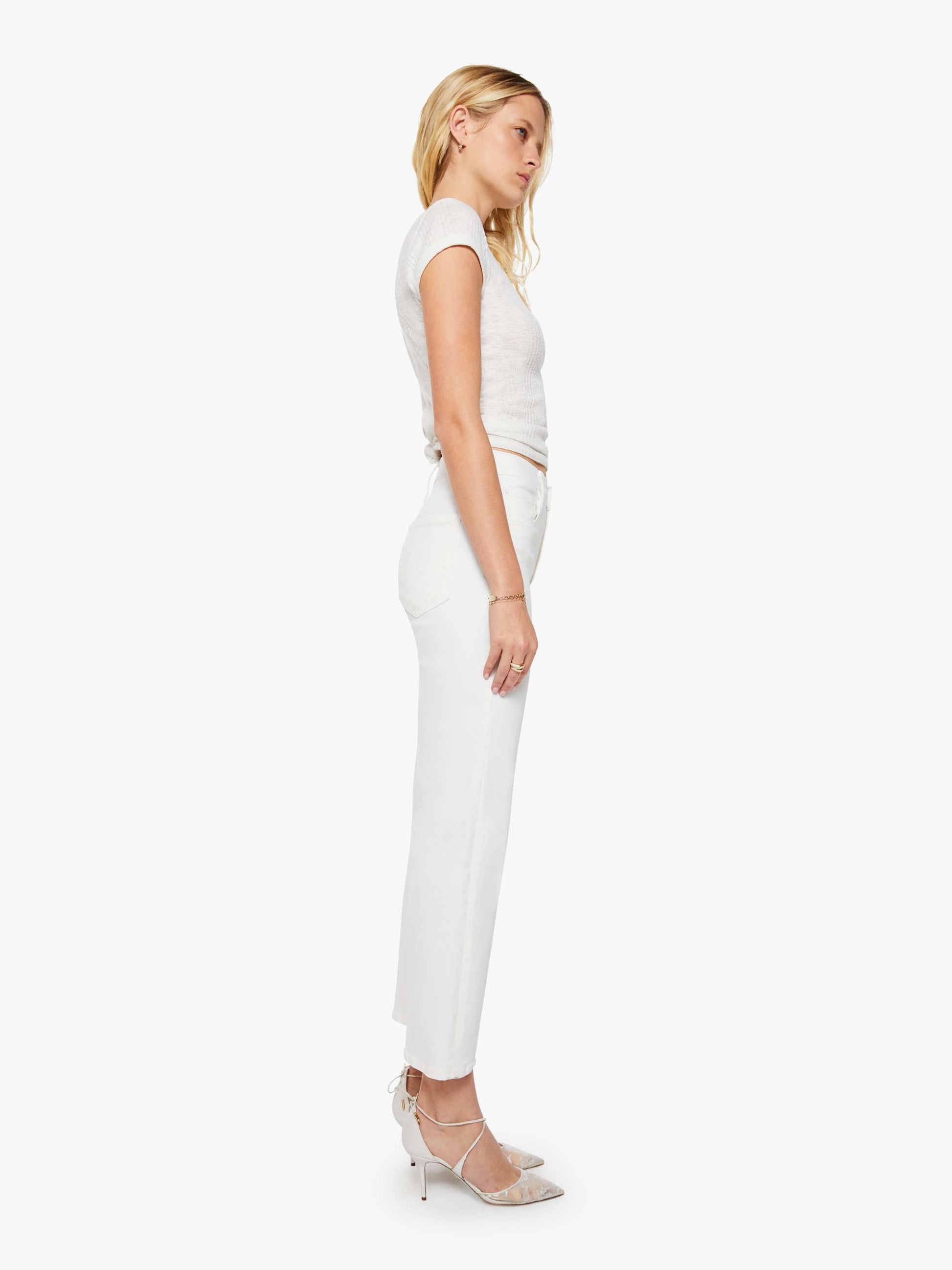 Mother Denim THE RAMBLER ZIP ANKLE FAIREST OF THEM ALL White
