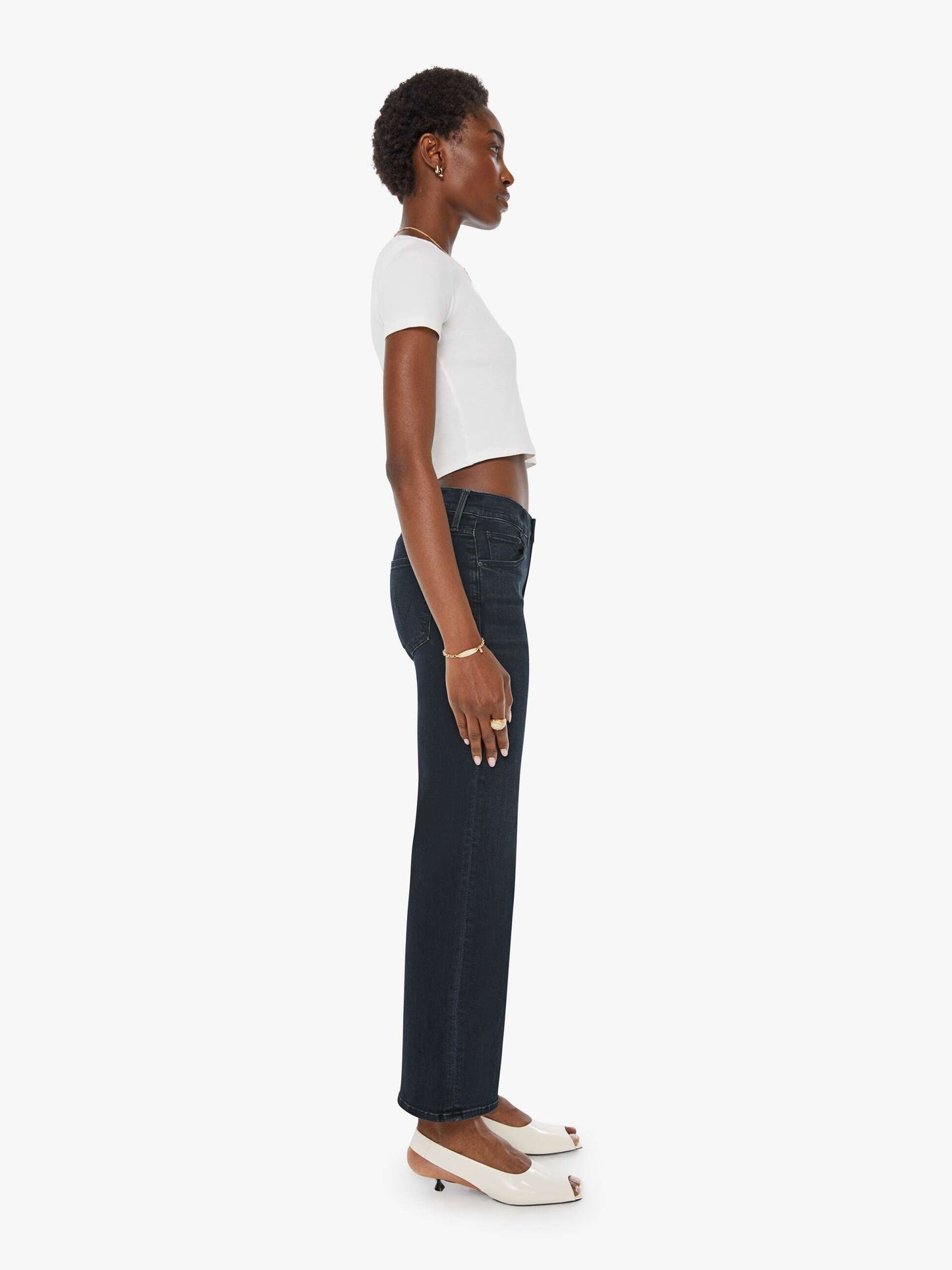 Mother Denim The Mid Rise Zip Rambler Ankle Black