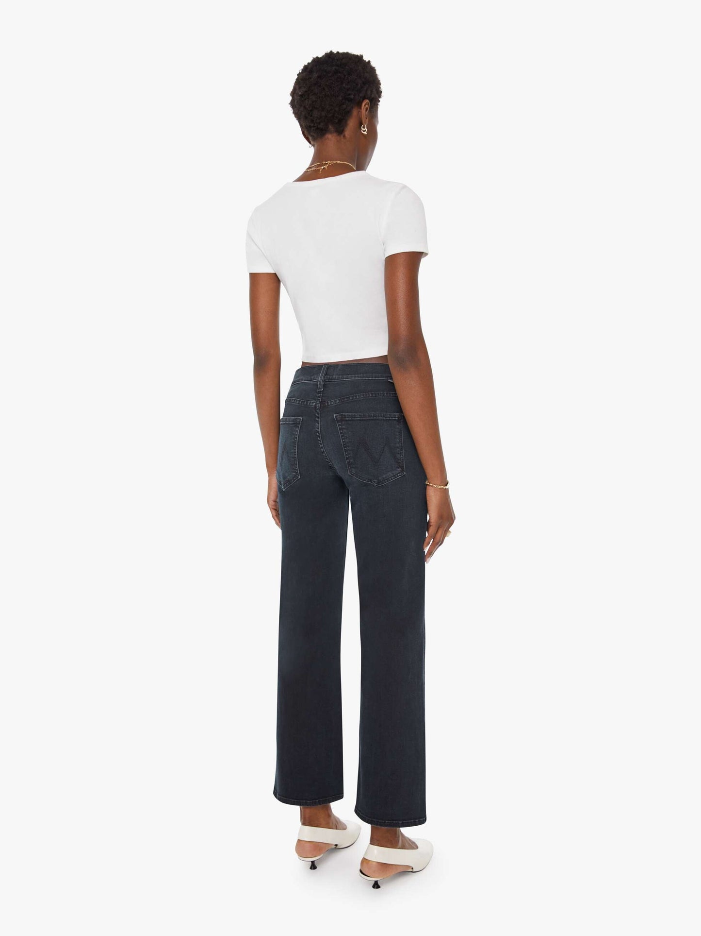 Mother Denim The Mid Rise Zip Rambler Ankle Black