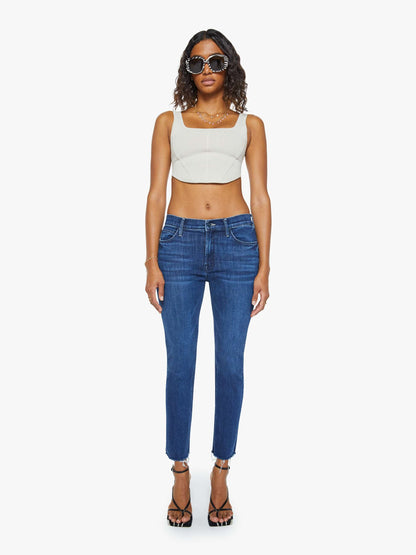 Mother Denim The Mid Rise Dazzler Ankle Fray Blue (Navy)