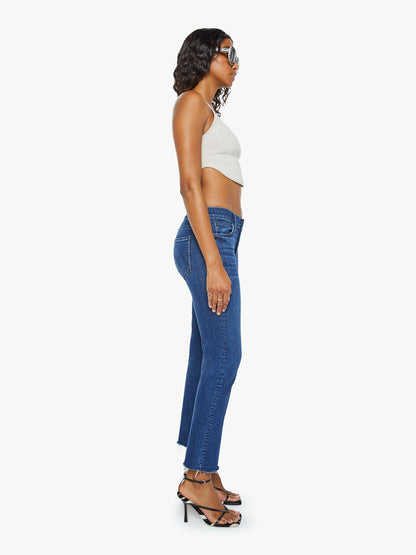 Mother Denim The Mid Rise Dazzler Ankle Fray Blue (Navy)