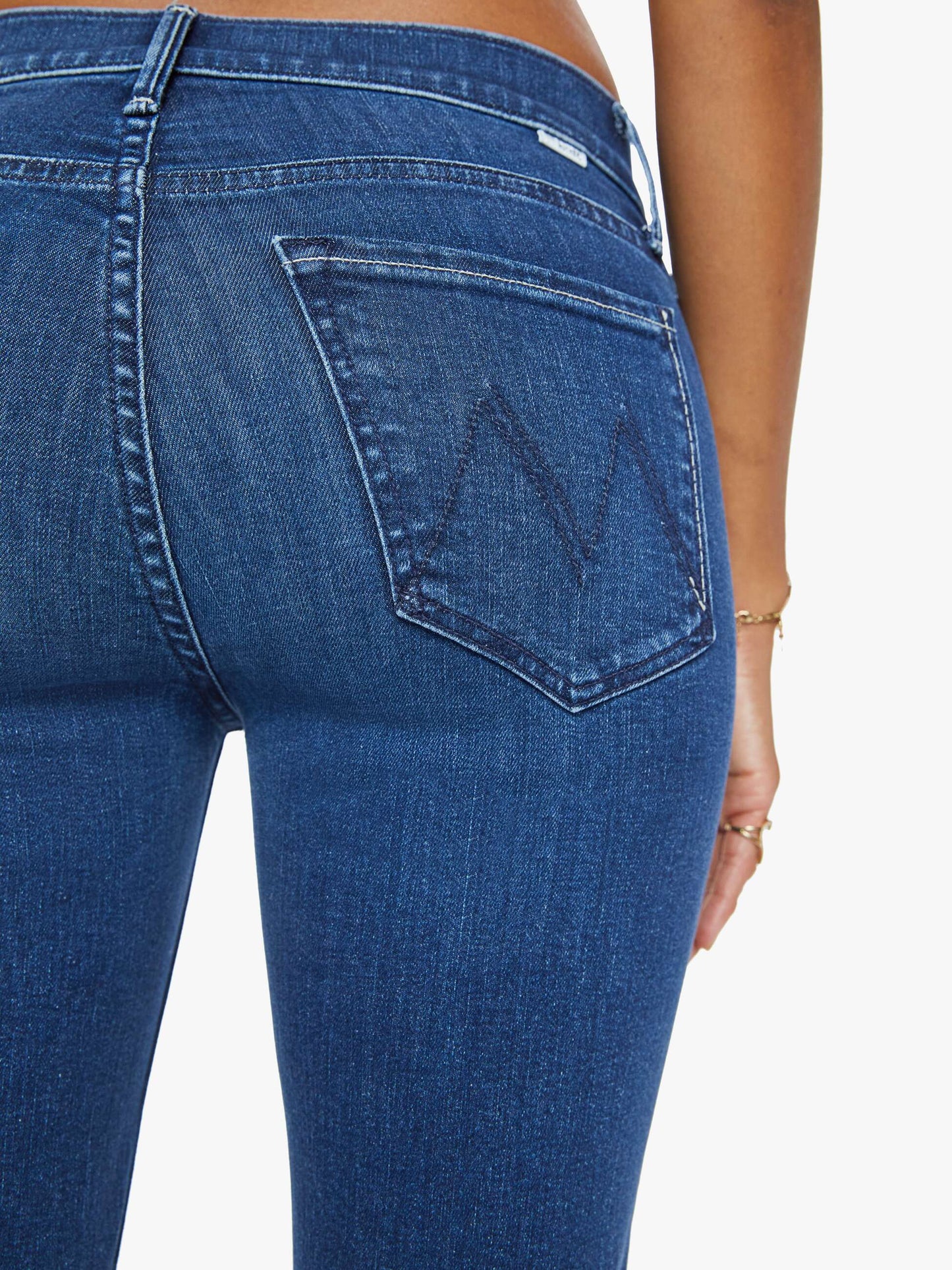 Mother Denim The Mid Rise Dazzler Ankle Fray Blue (Navy)