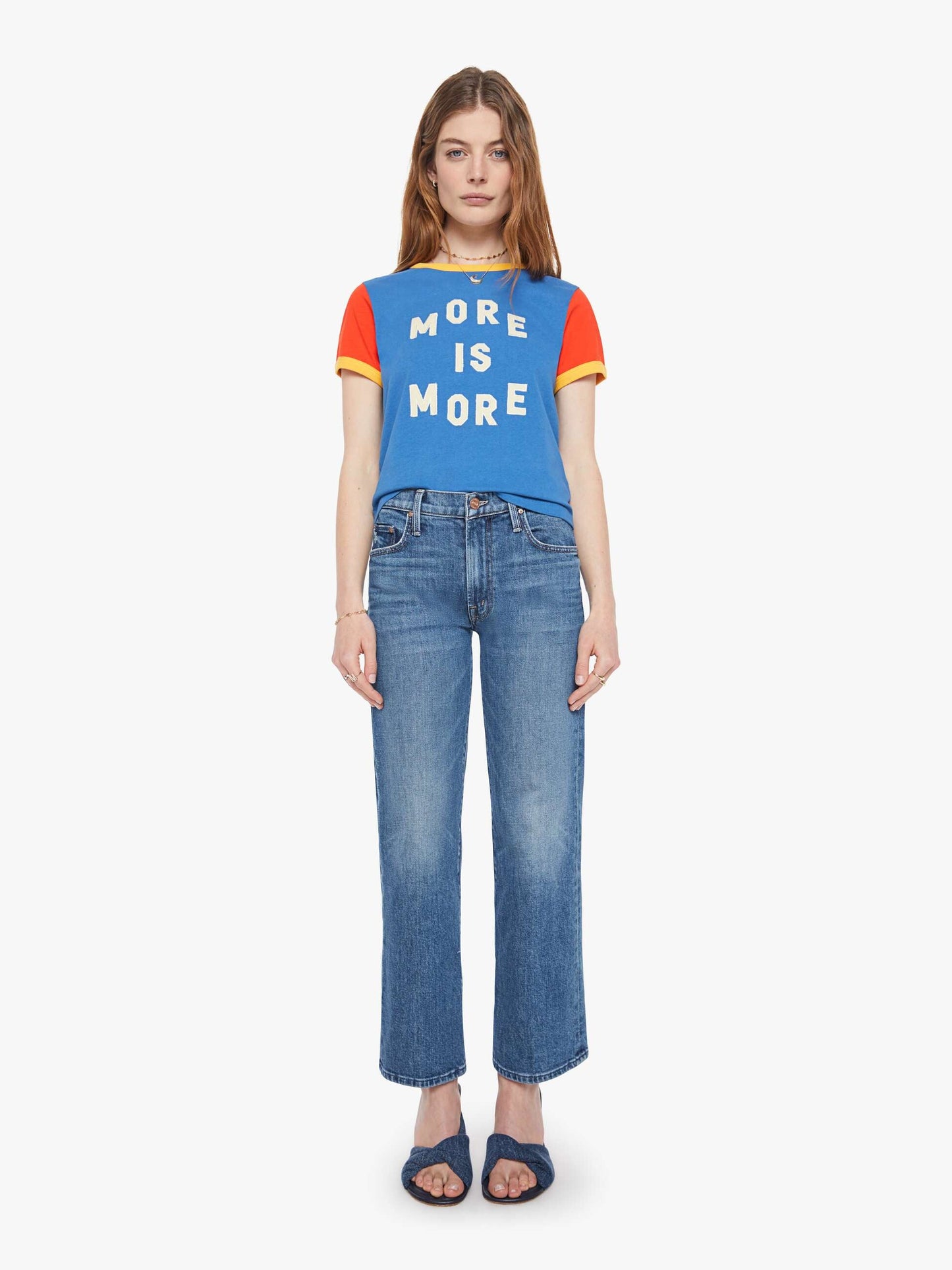 Mother Denim The Mid Rise Rambler Zip Ankle Blue (Navy)