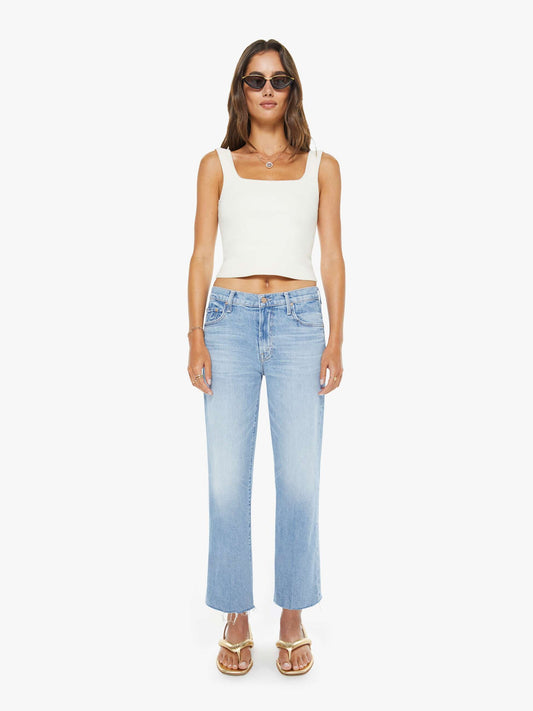 Mother Denim The Mid Rise Rambler Zip Ankle Fray Comeback Kid