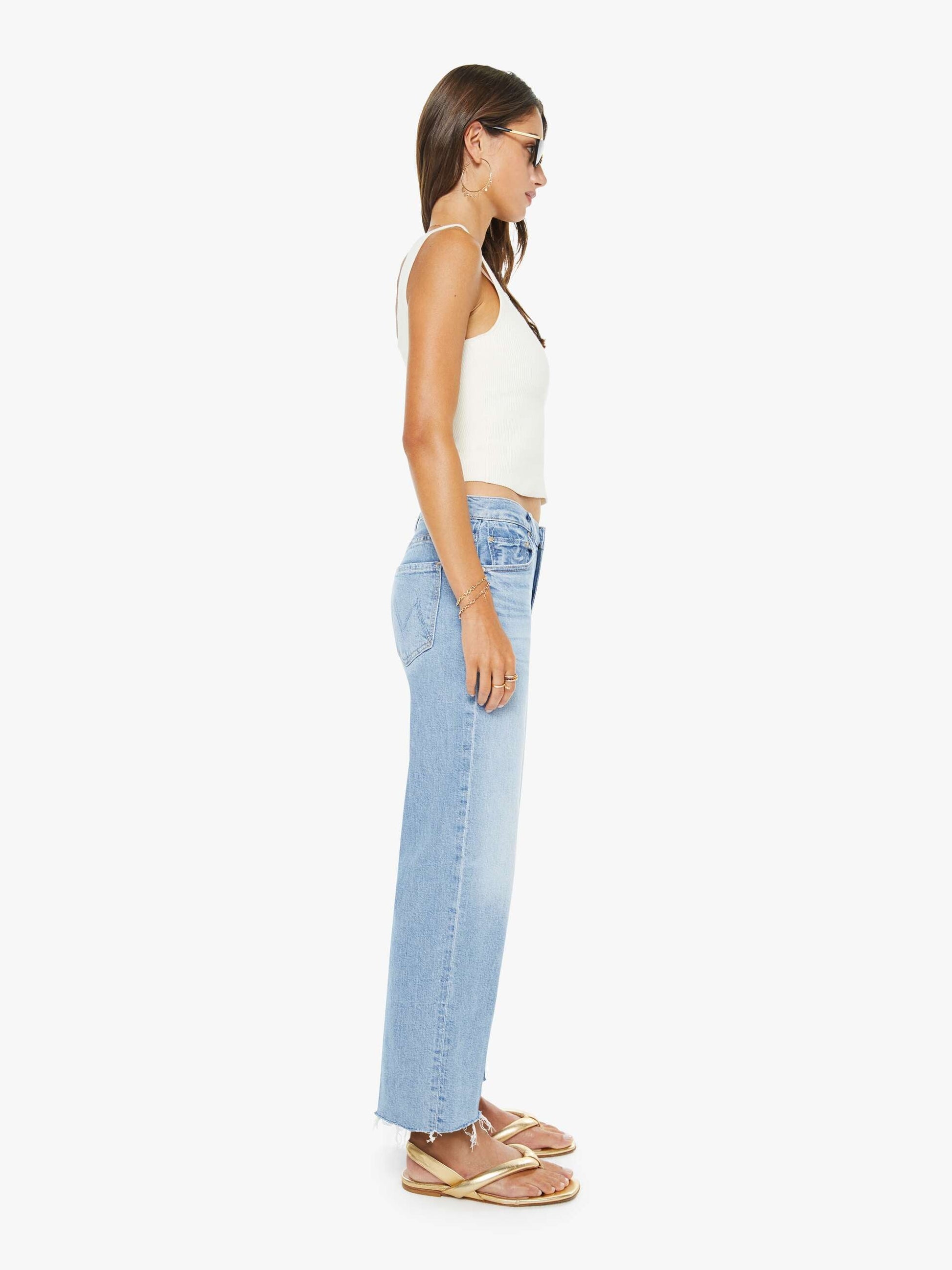 Mother Denim The Mid Rise Rambler Zip Ankle Fray Comeback Kid