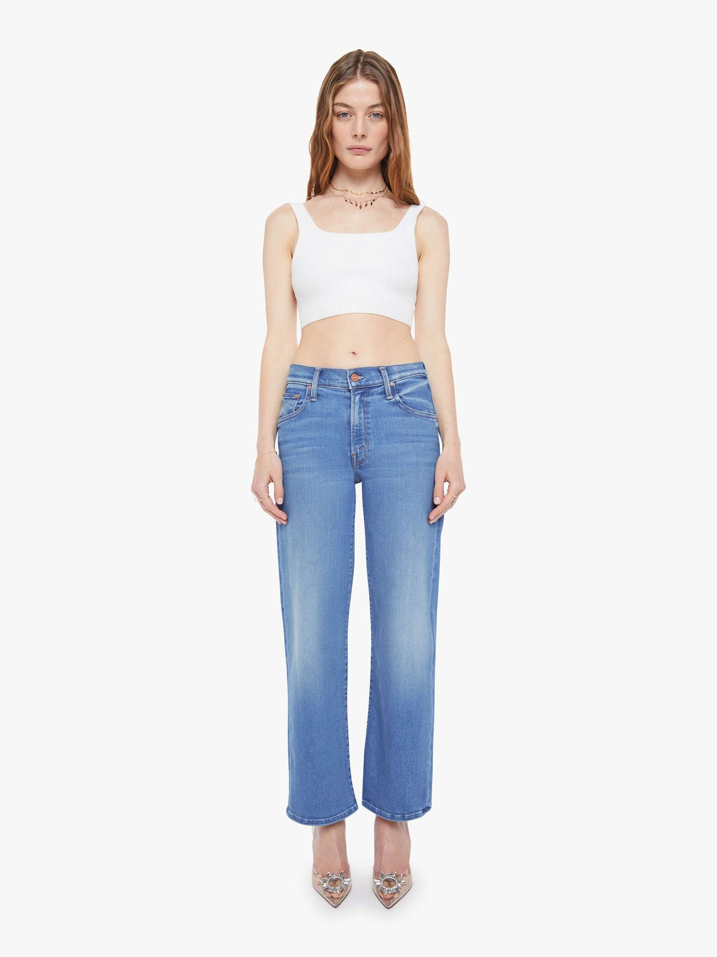 Mother Denim The Mid Rise Rambler Zip Ankle Blue (Medium)