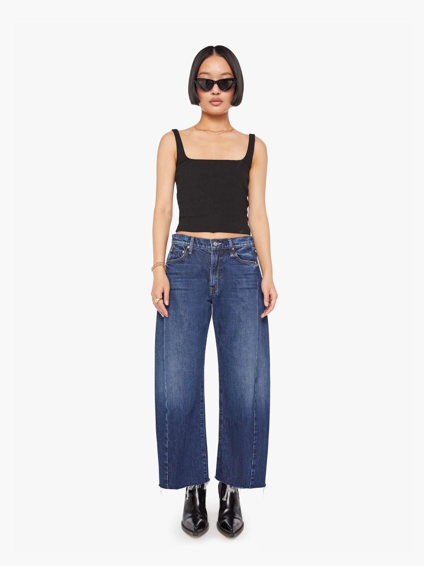 Mother Denim PETITES The Lil Mid Rise Full Pipe Flood Fray Unplugged
