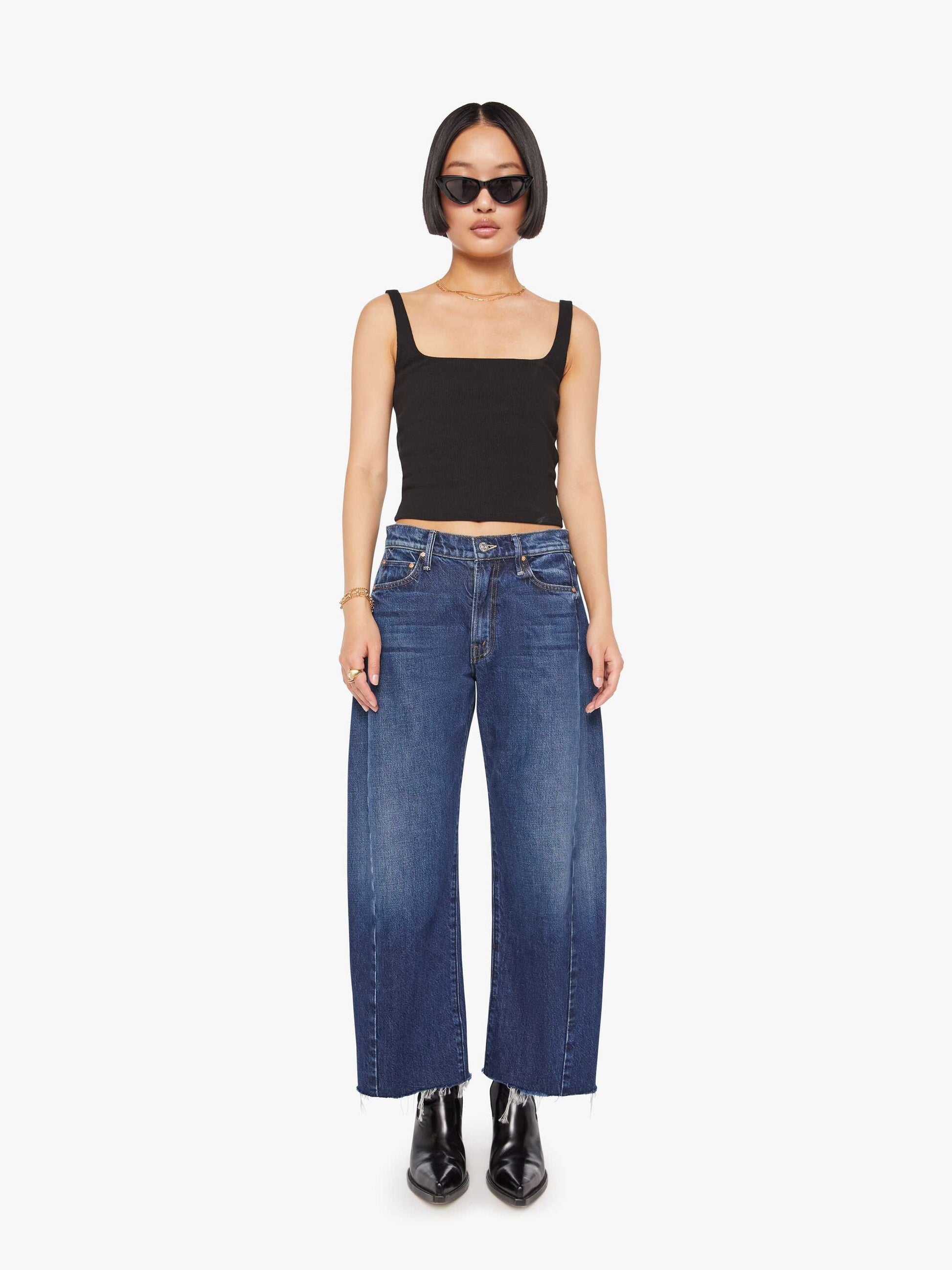 Mother Denim PETITES The Lil Mid Rise Full Pipe Flood Fray Unplugged
