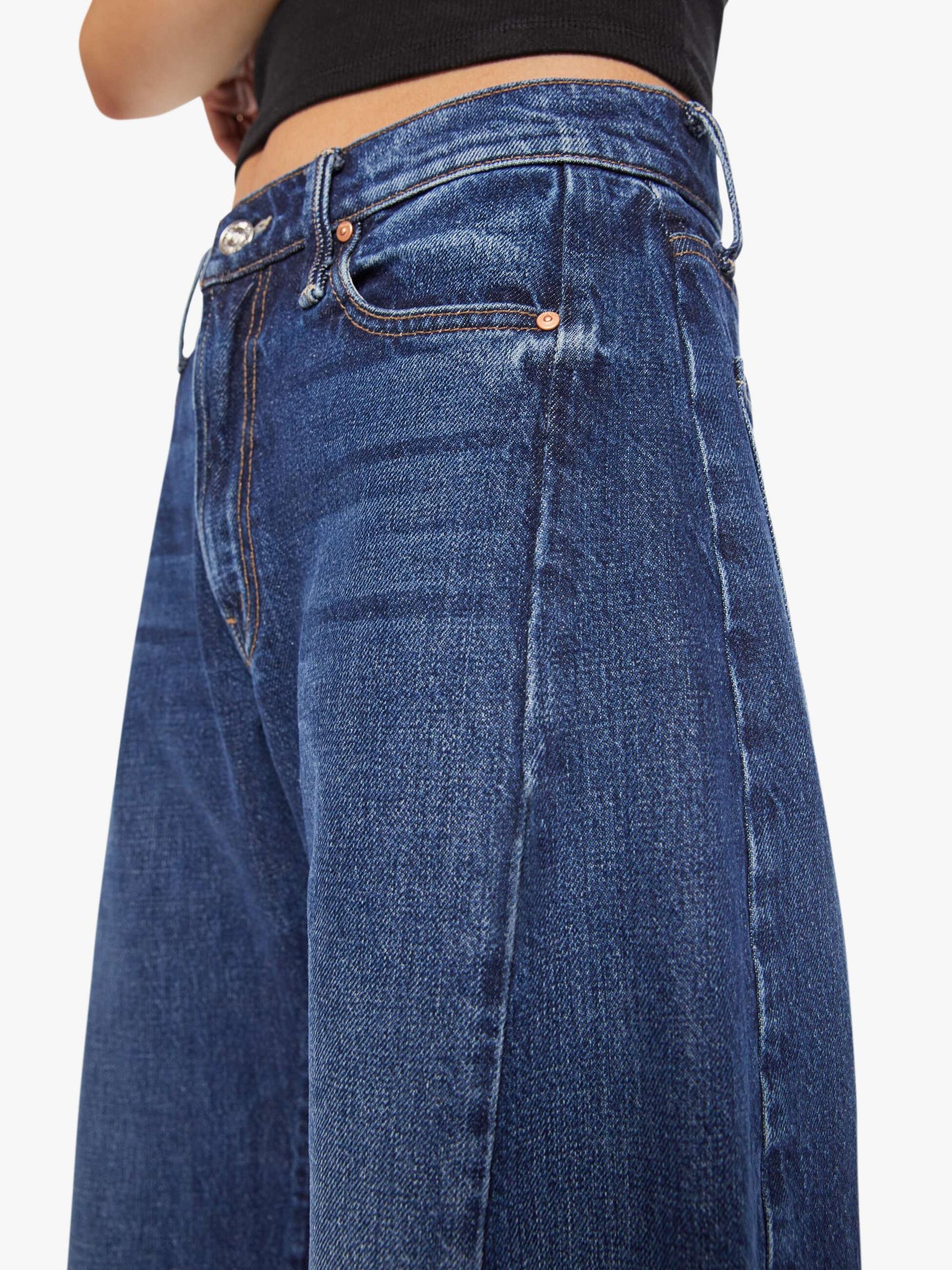 Mother Denim PETITES The Lil Mid Rise Full Pipe Flood Fray Unplugged