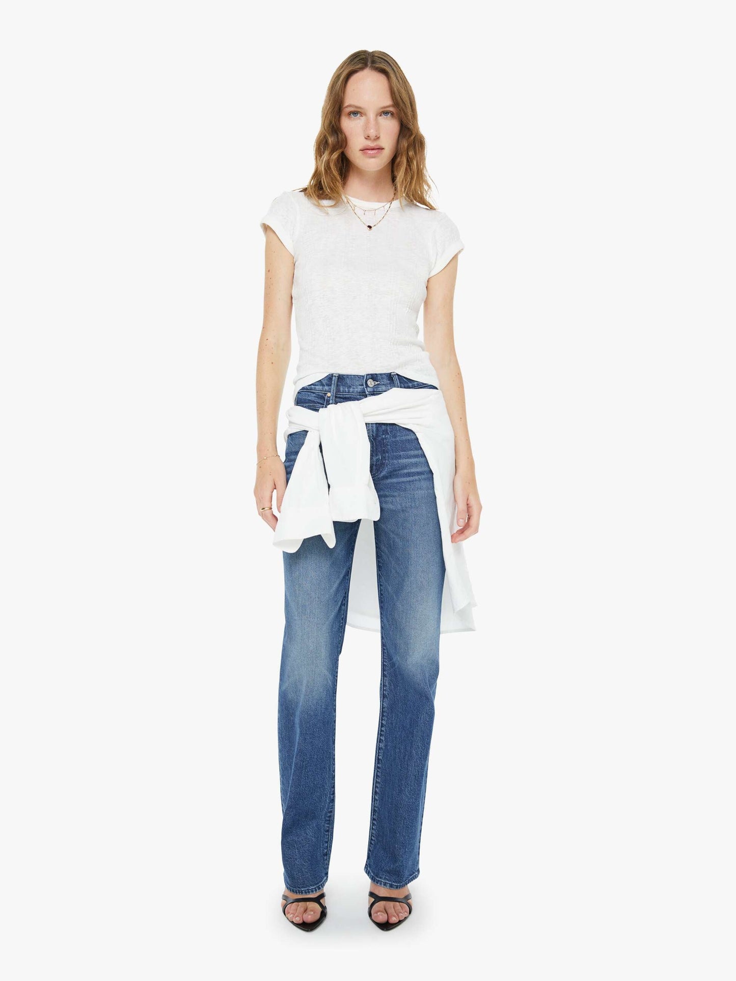 Mother Denim The Half-Pipe Ankle Cuff Fray Blue (Medium)