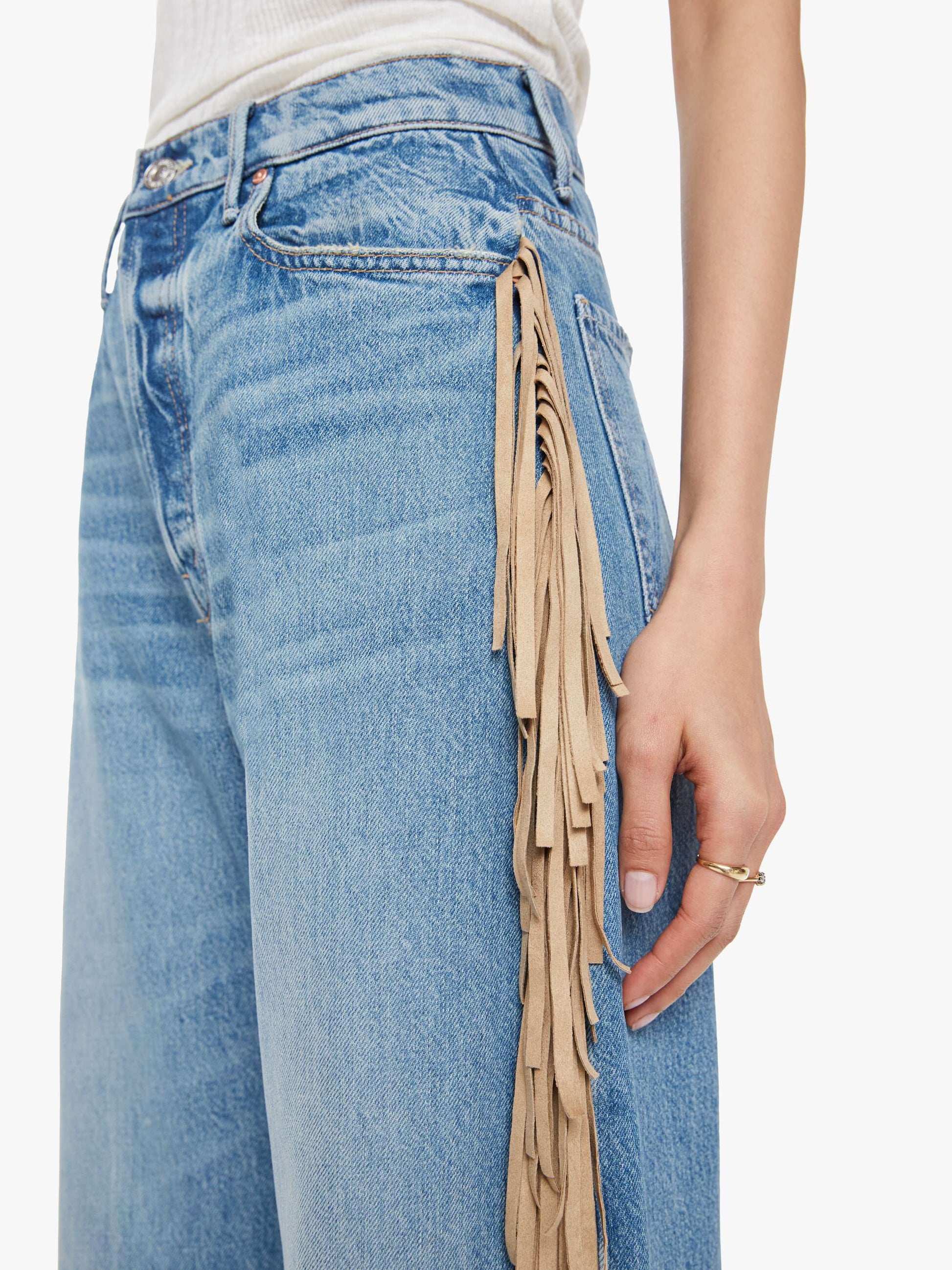 Mother Denim The Fringe Half-Pipe Button Sneak Blue (Medium)