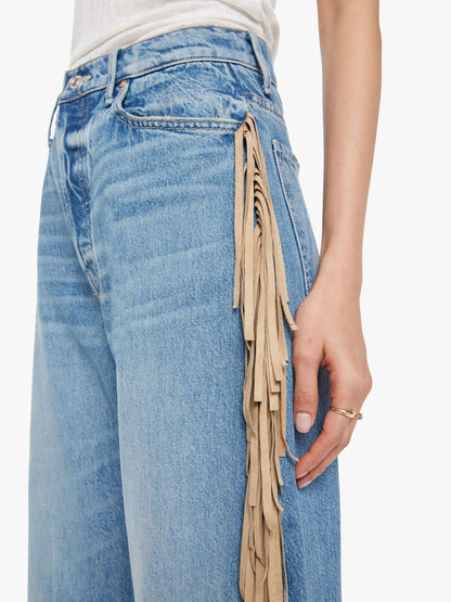Mother Denim The Fringe Half-Pipe Button Sneak Blue (Medium)
