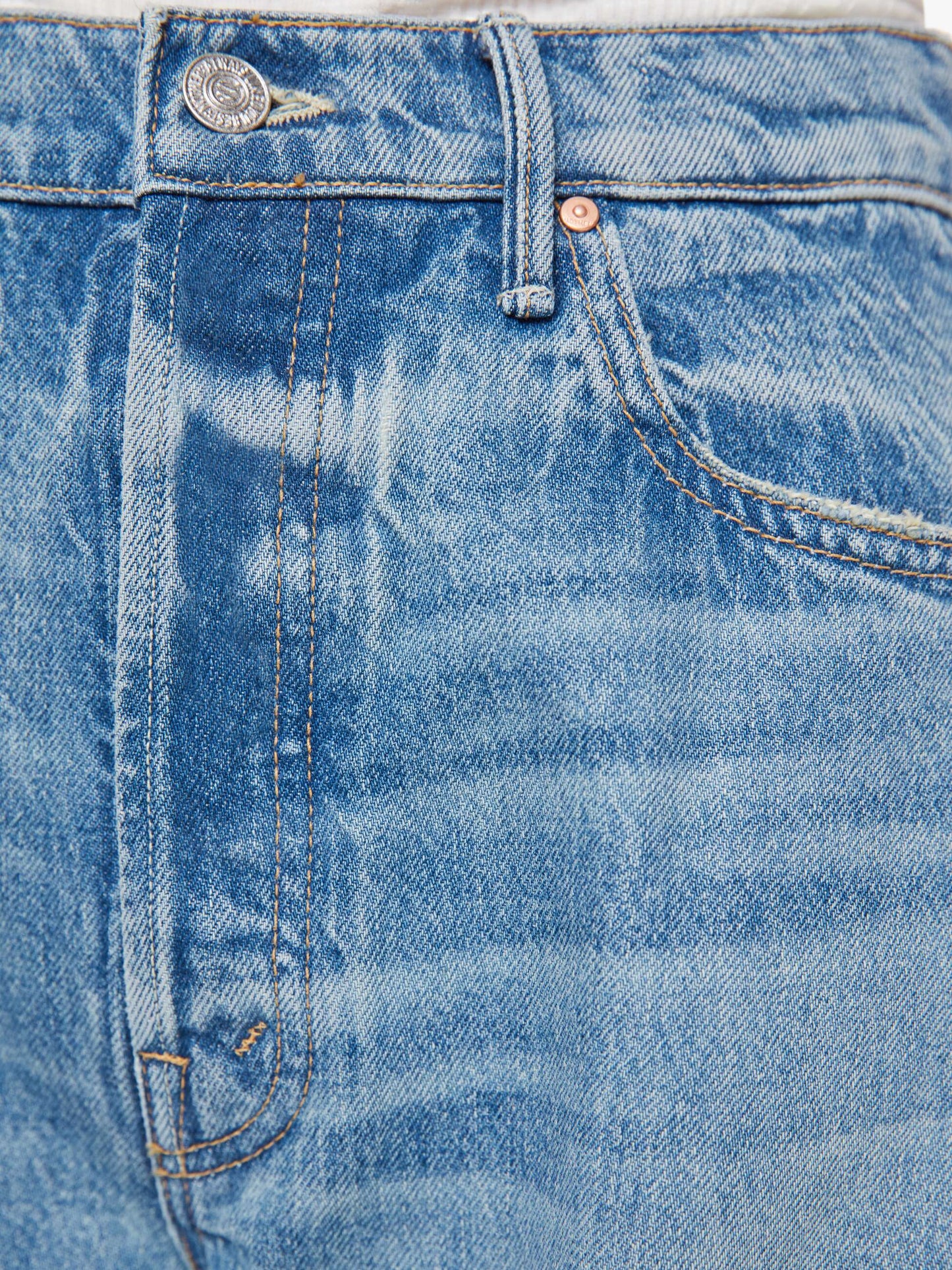 Mother Denim The Fringe Half-Pipe Button Sneak Blue (Medium)