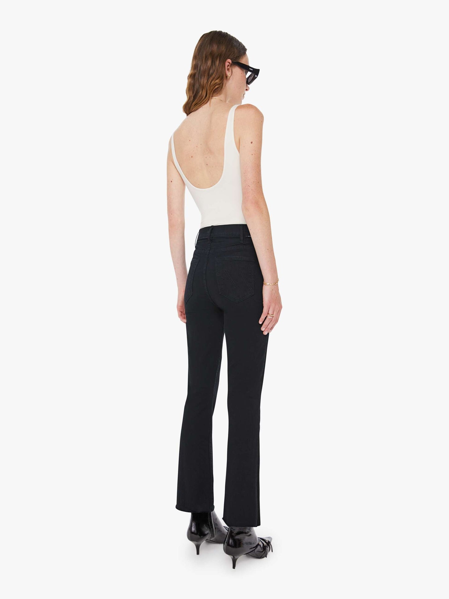 Mother Denim The Hustler Ankle Fray Black