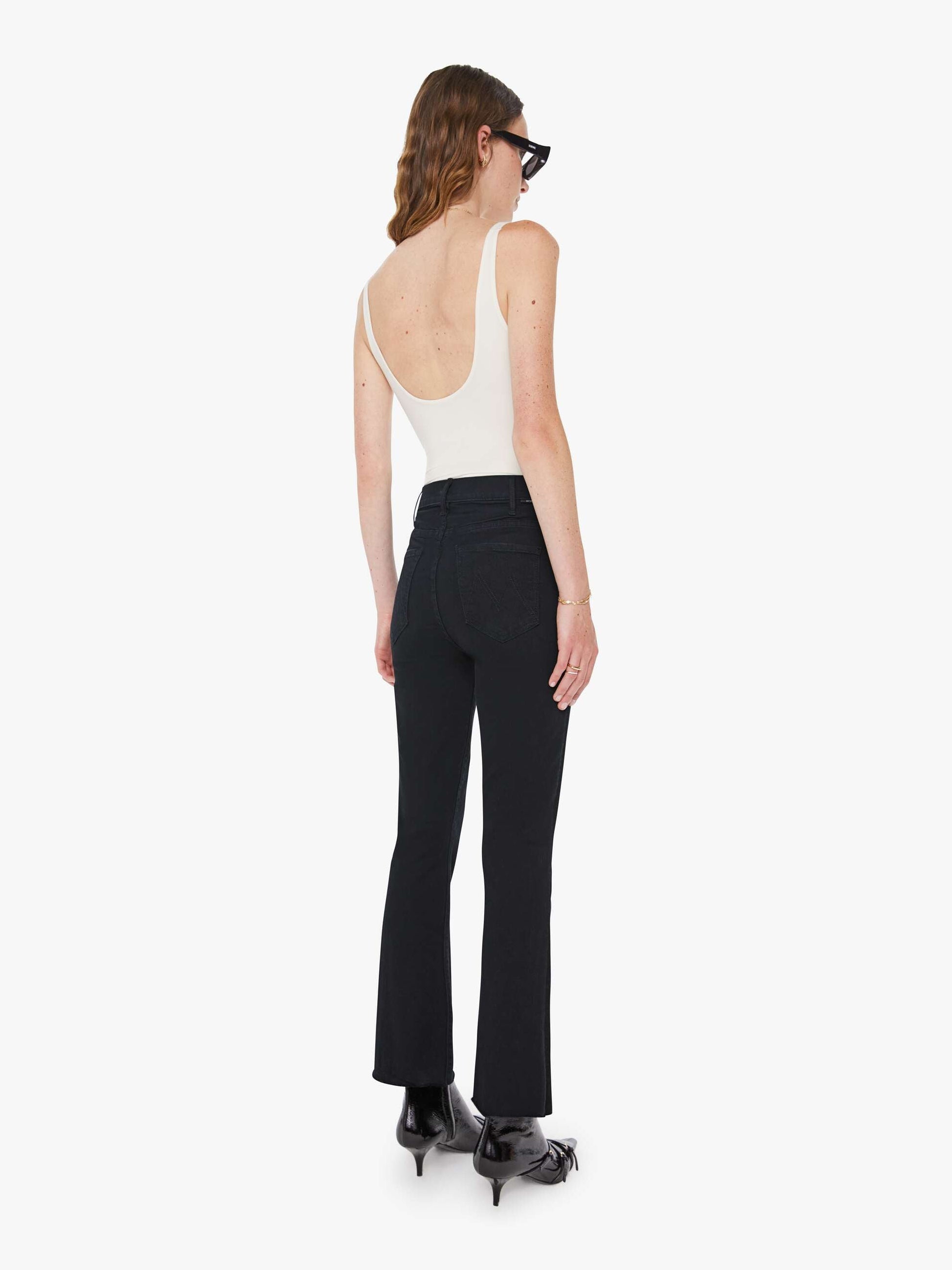 Mother Denim The Hustler Ankle Fray Black