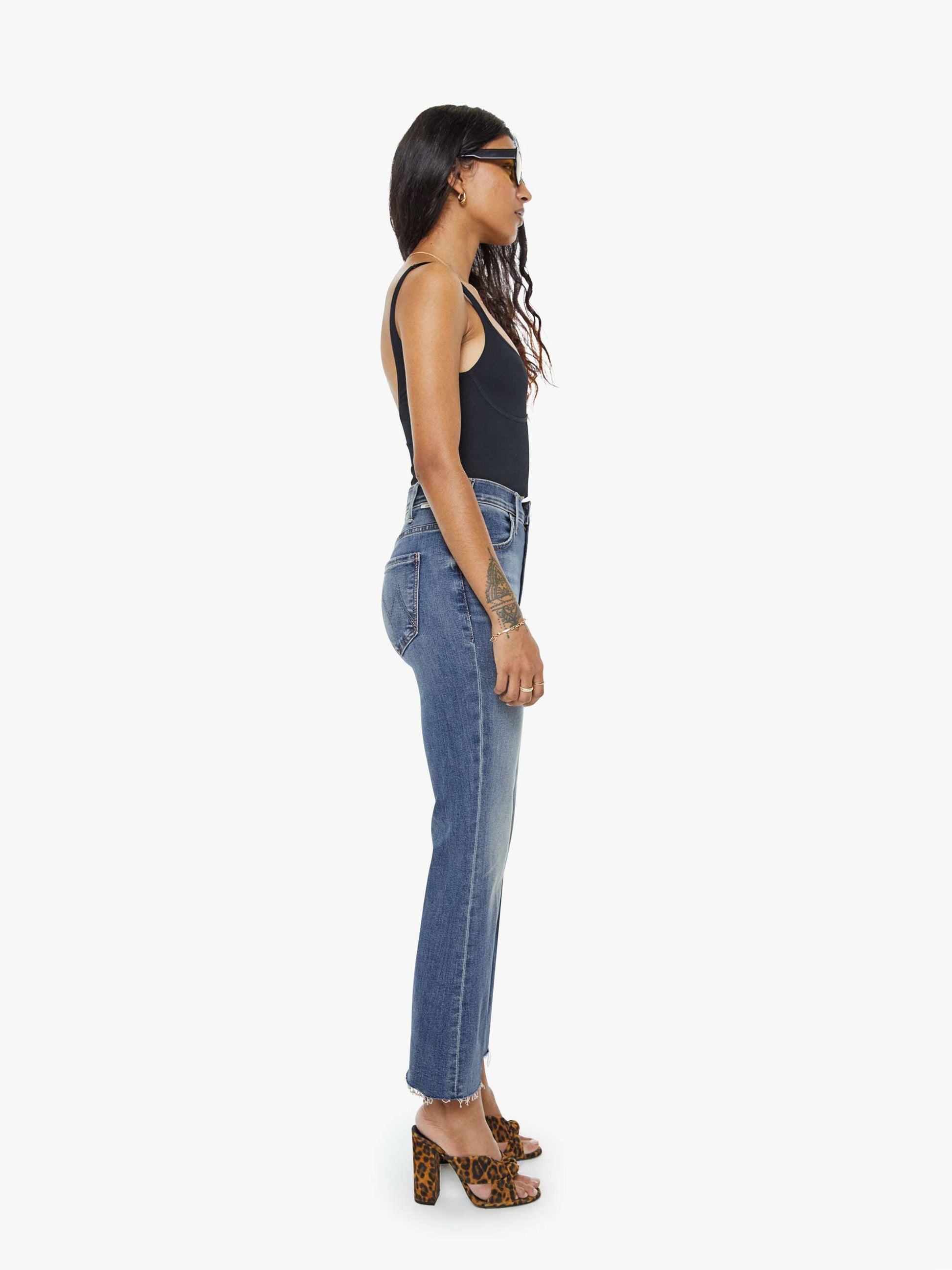 Mother Denim PETITES The Lil Hustler Ankle Fray Blue