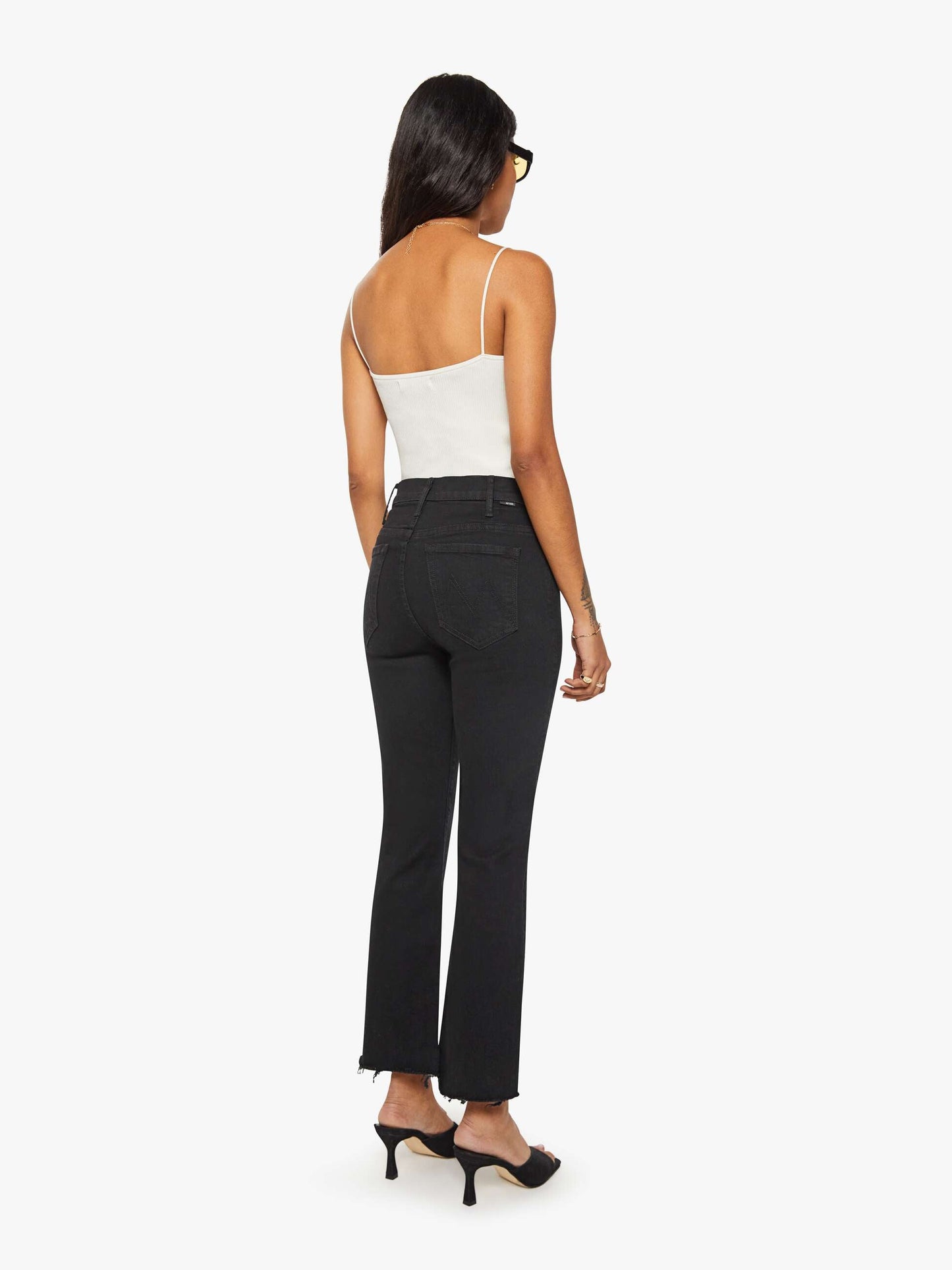 Mother Denim PETITES The Lil Hustler Ankle Fray Black