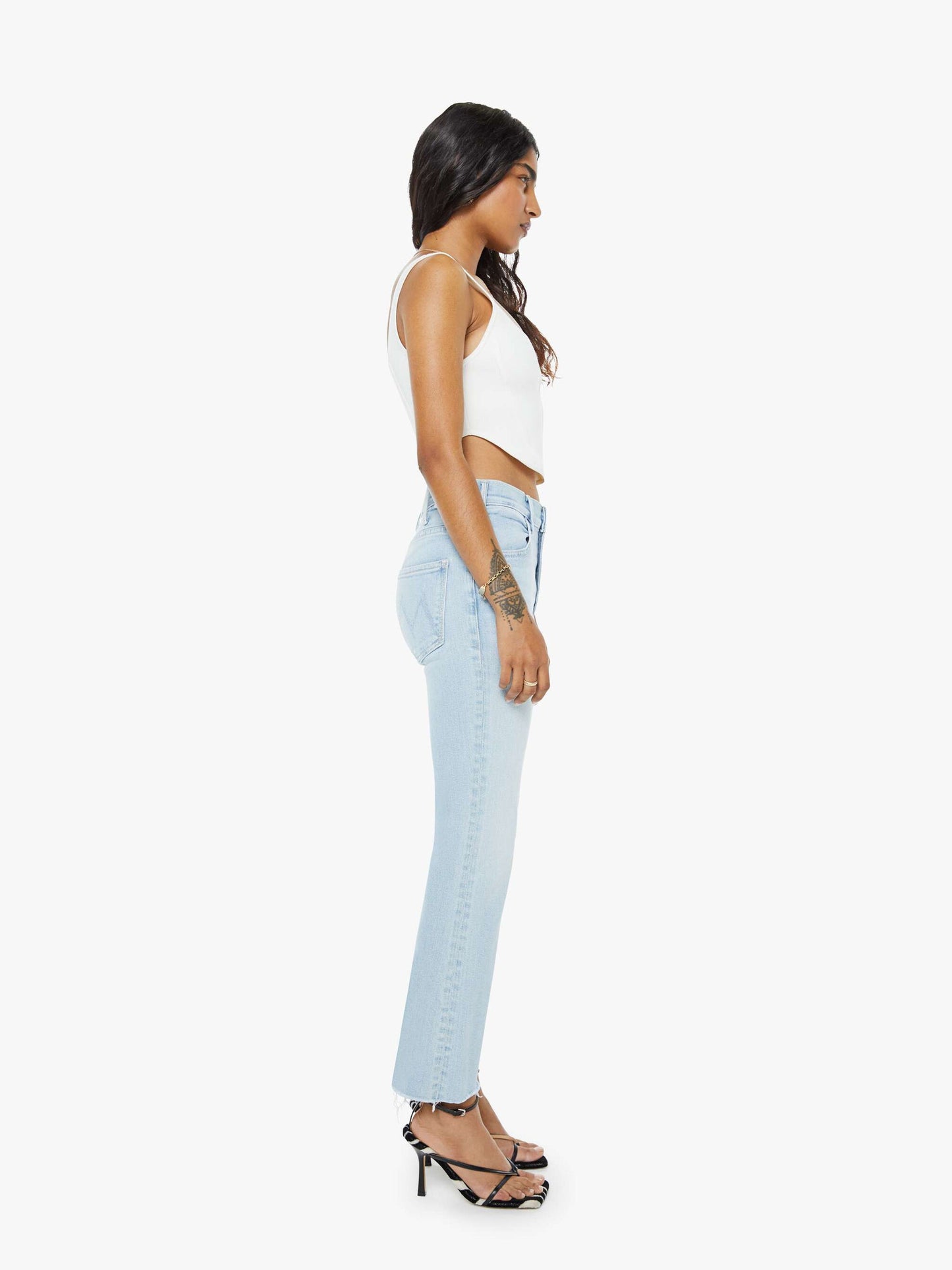 Mother Denim PETITES The Lil Hustler Ankle Fray Blue (Light-Pastel)