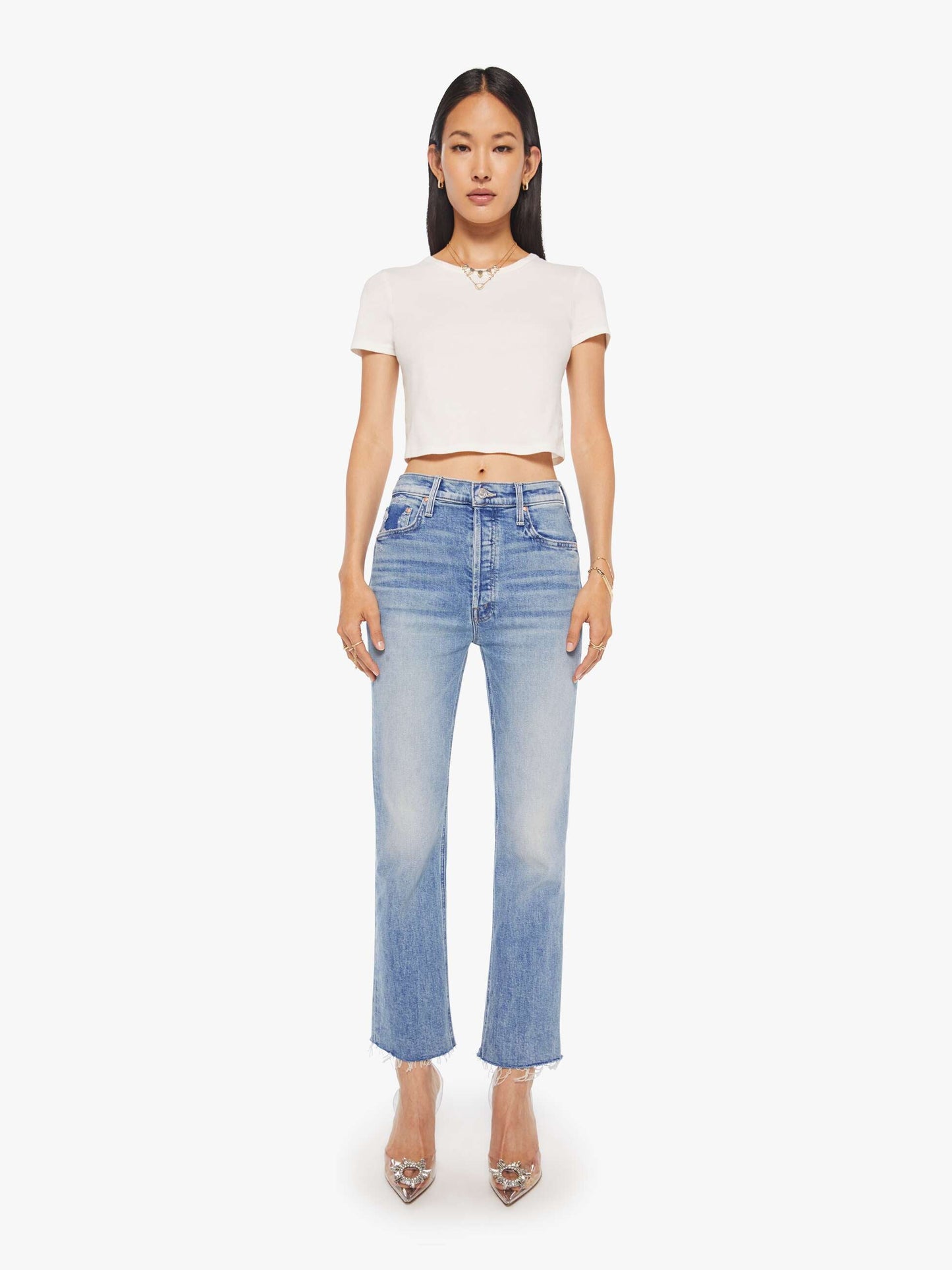 Mother Denim THE TRIPPER FLOOD FRAY LEFT IN THE DUST Medium Blue