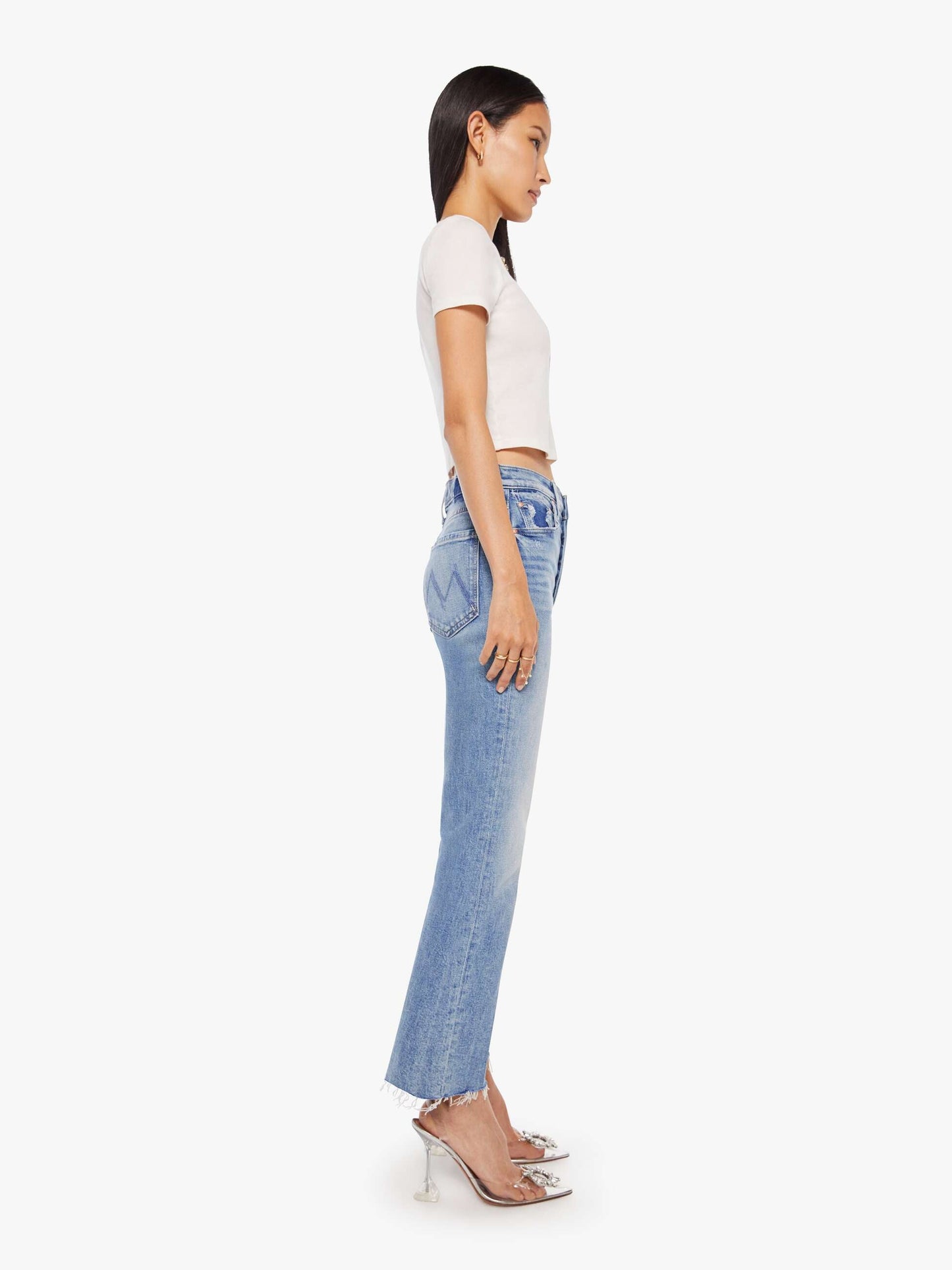 Mother Denim THE TRIPPER FLOOD FRAY LEFT IN THE DUST Medium Blue