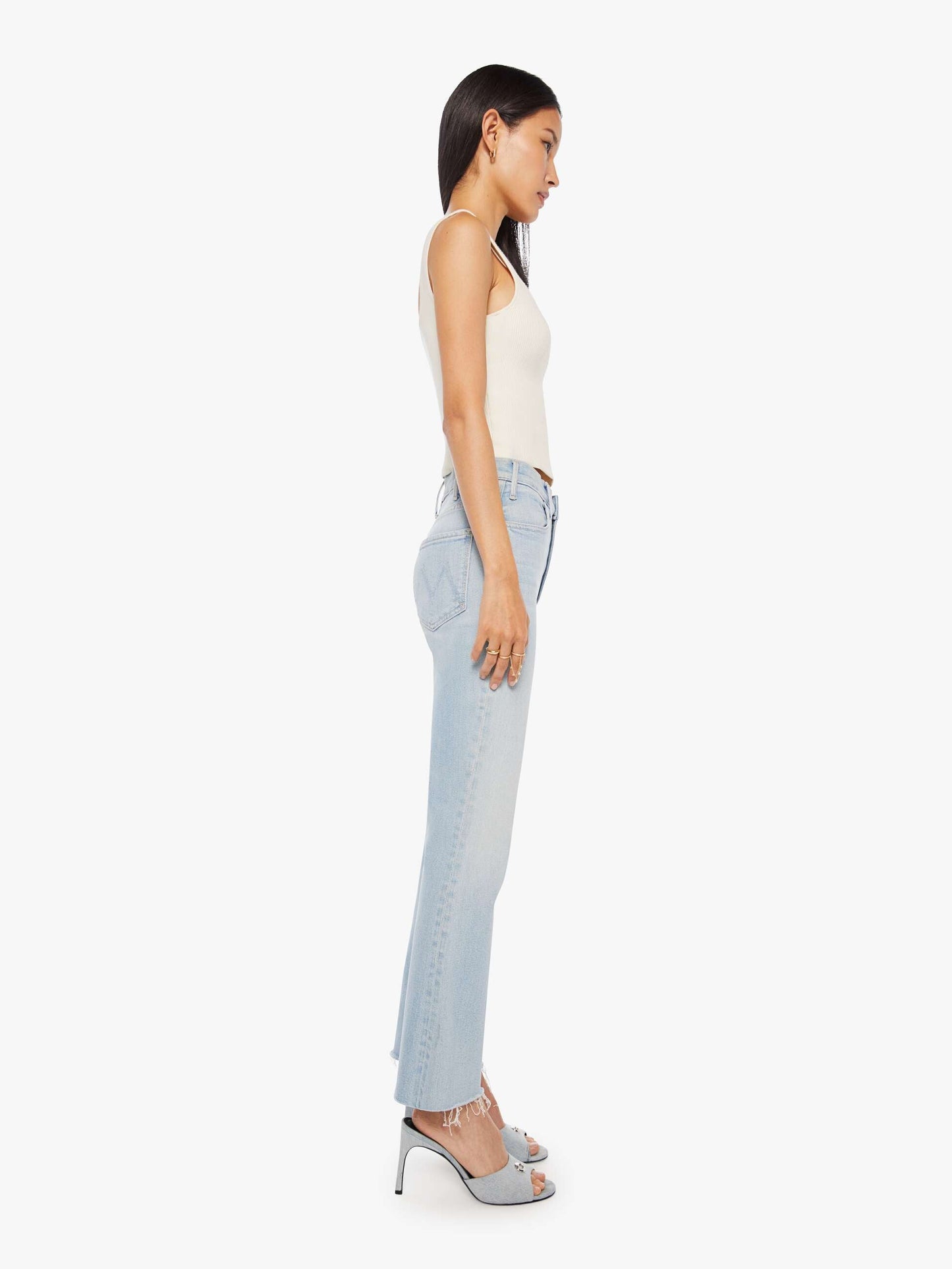 Mother Denim The Hustler Ankle Fray Blue (Light-Pastel)