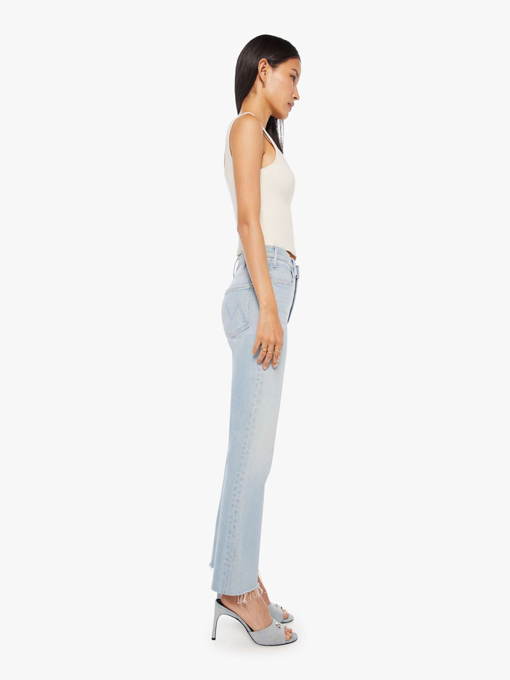 Mother Denim The Hustler Ankle Fray Blue (Light-Pastel)