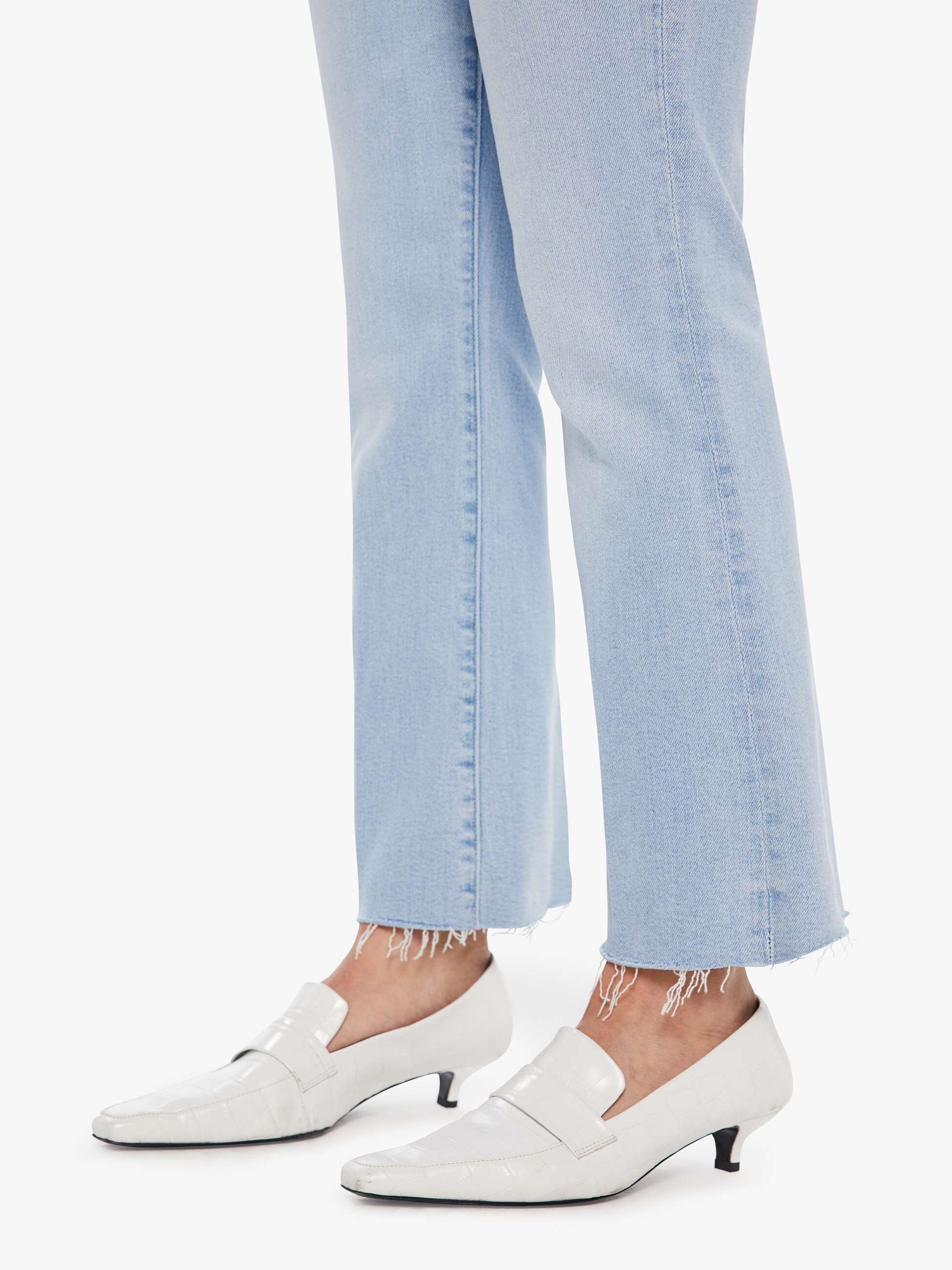 Mother Denim The Hustler Ankle Fray Blue (Light-Pastel)