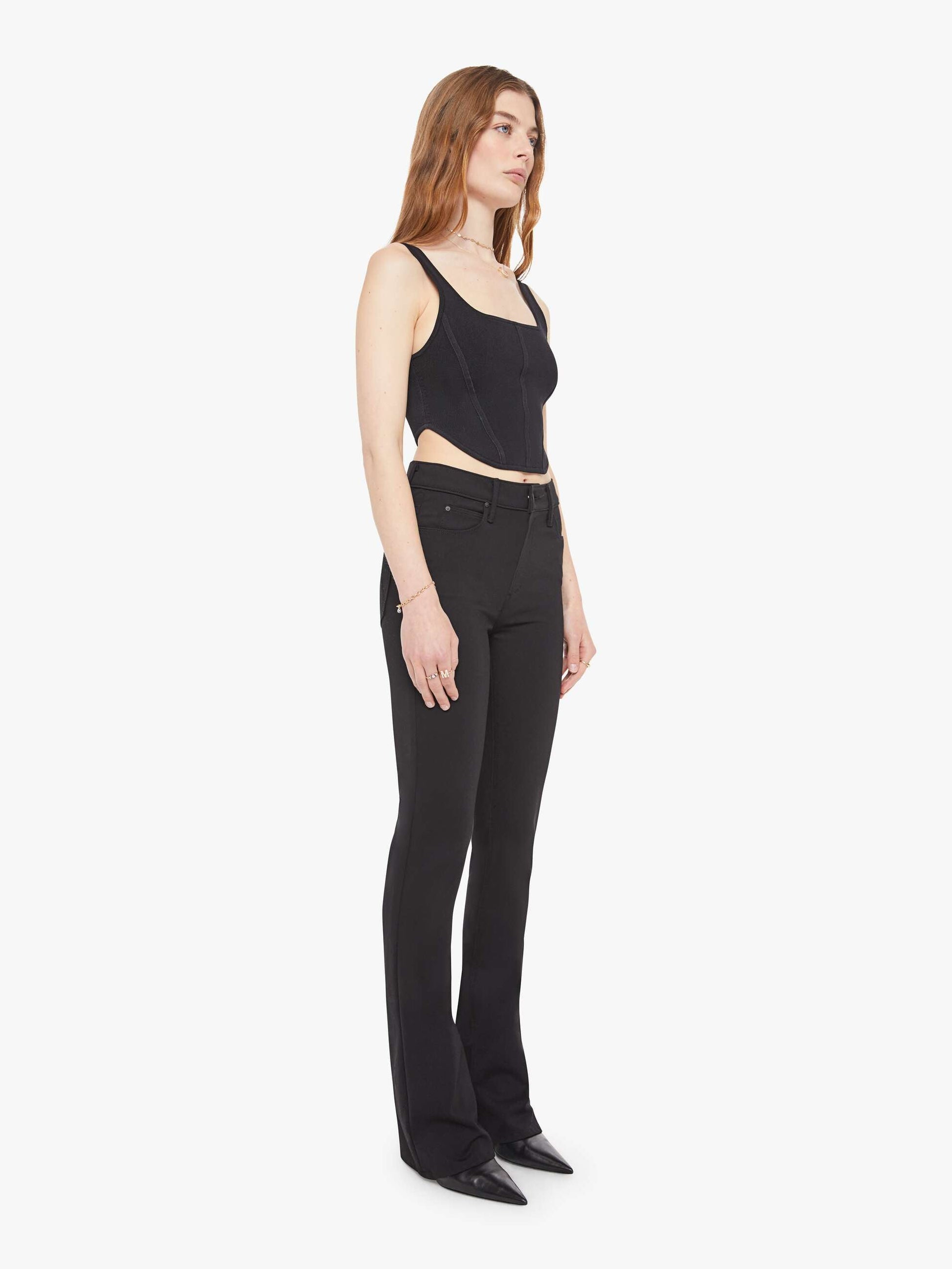 Mother Denim High Waisted Runaway Black