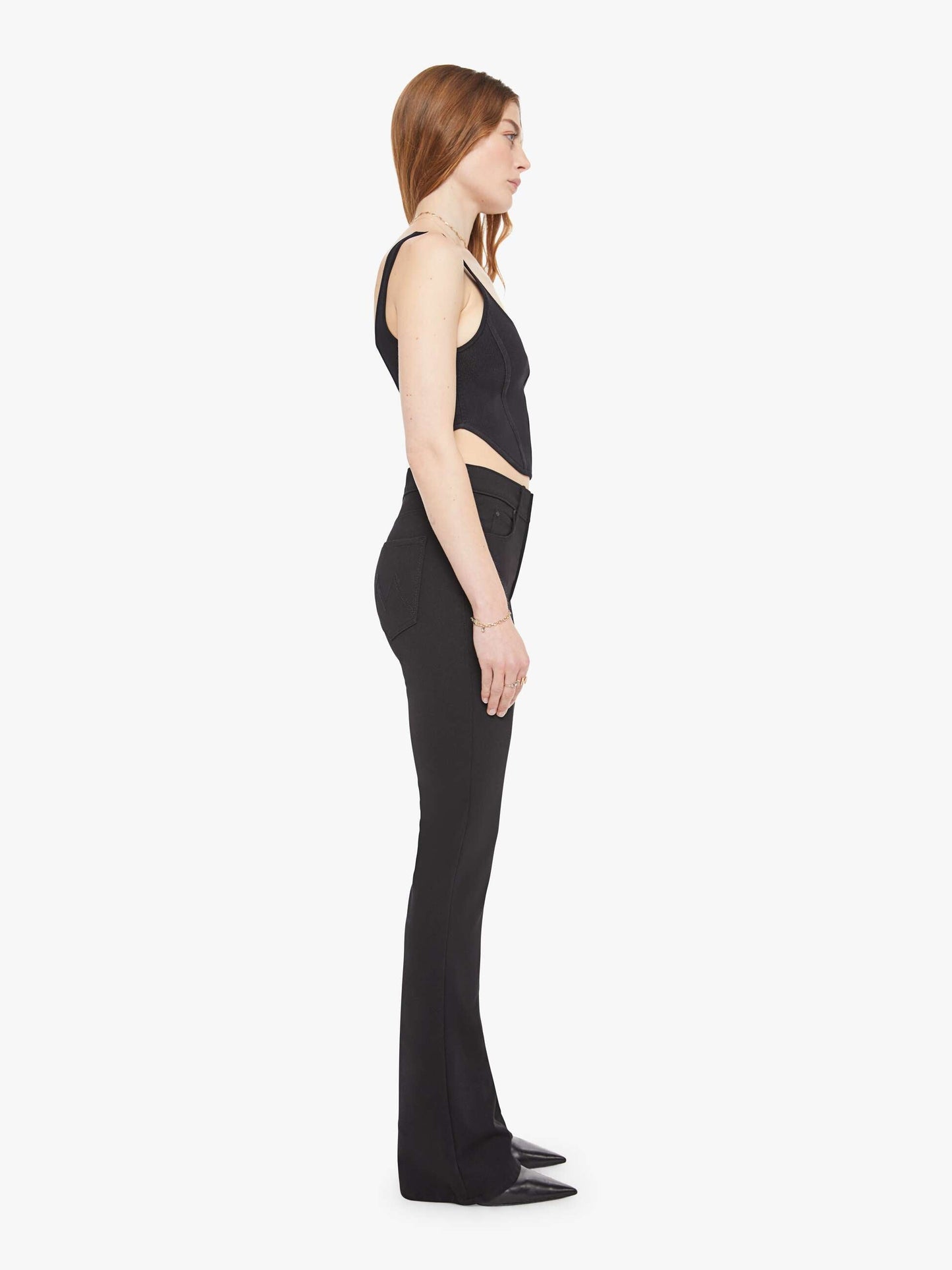 Mother Denim High Waisted Runaway Black